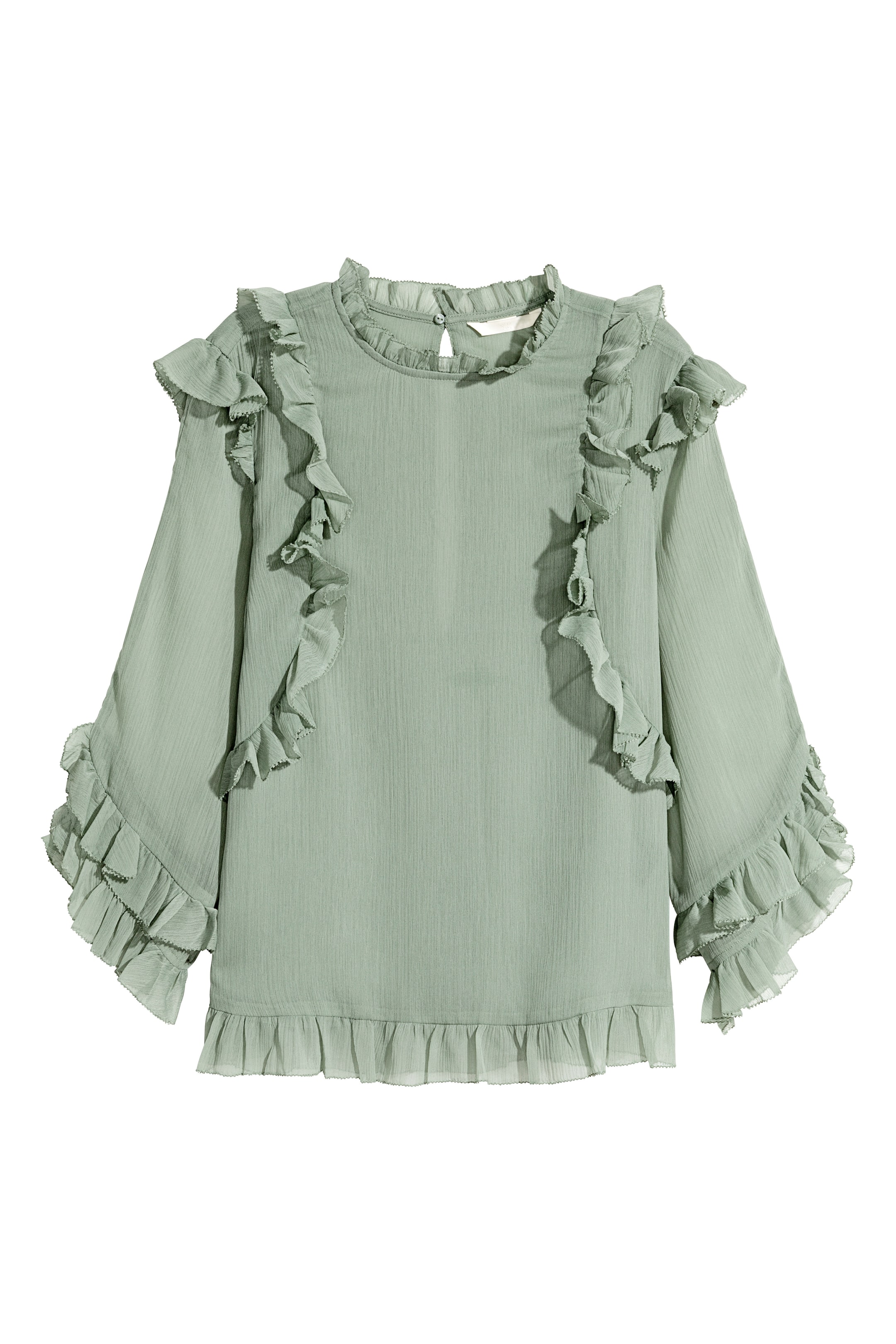 View larger image: Double-layered chiffon blouse - Dusky green - Ladies | H&M GB 1