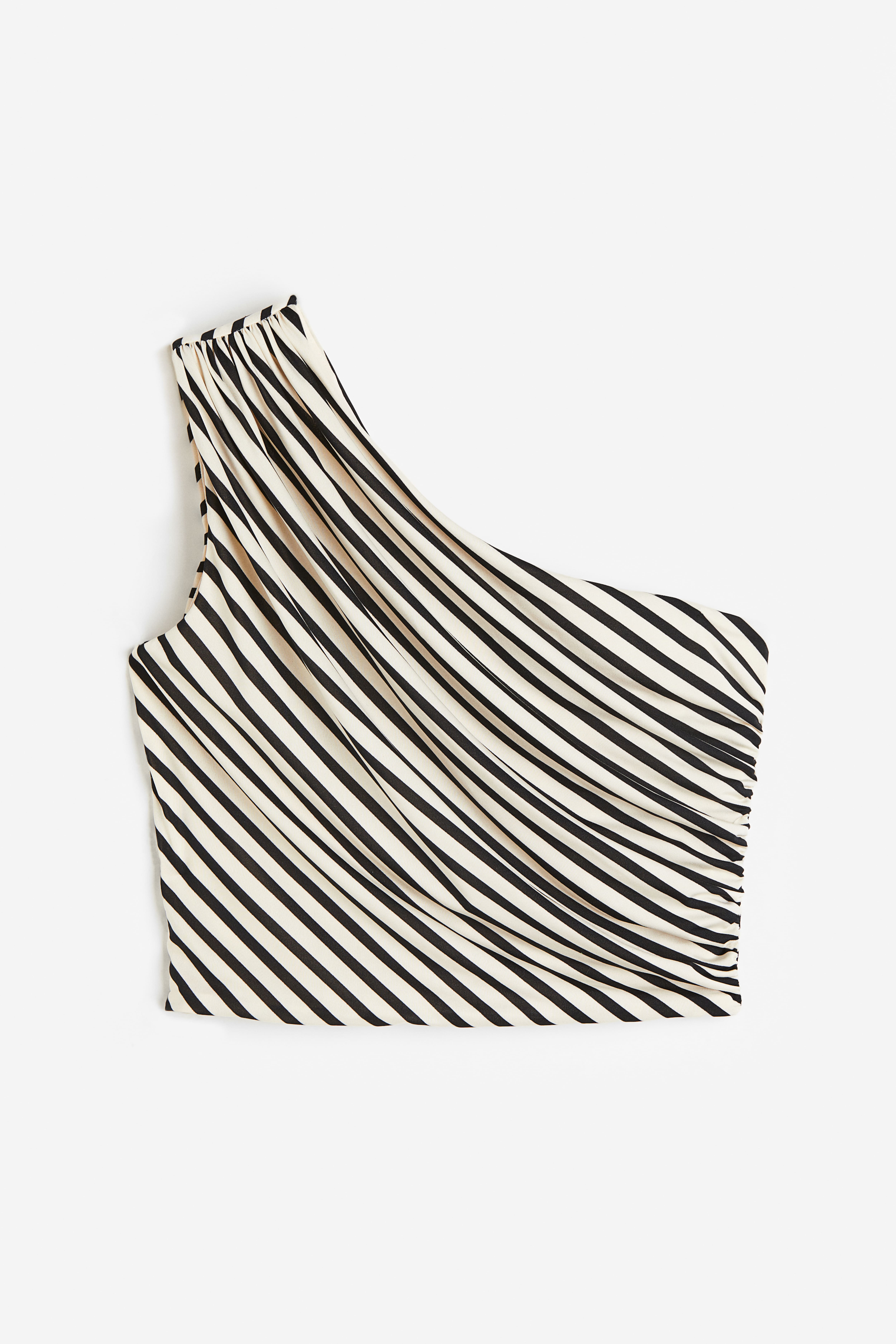 One shoulder striped top best sale