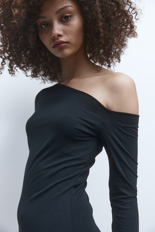 One-shoulder dress - Black - 5