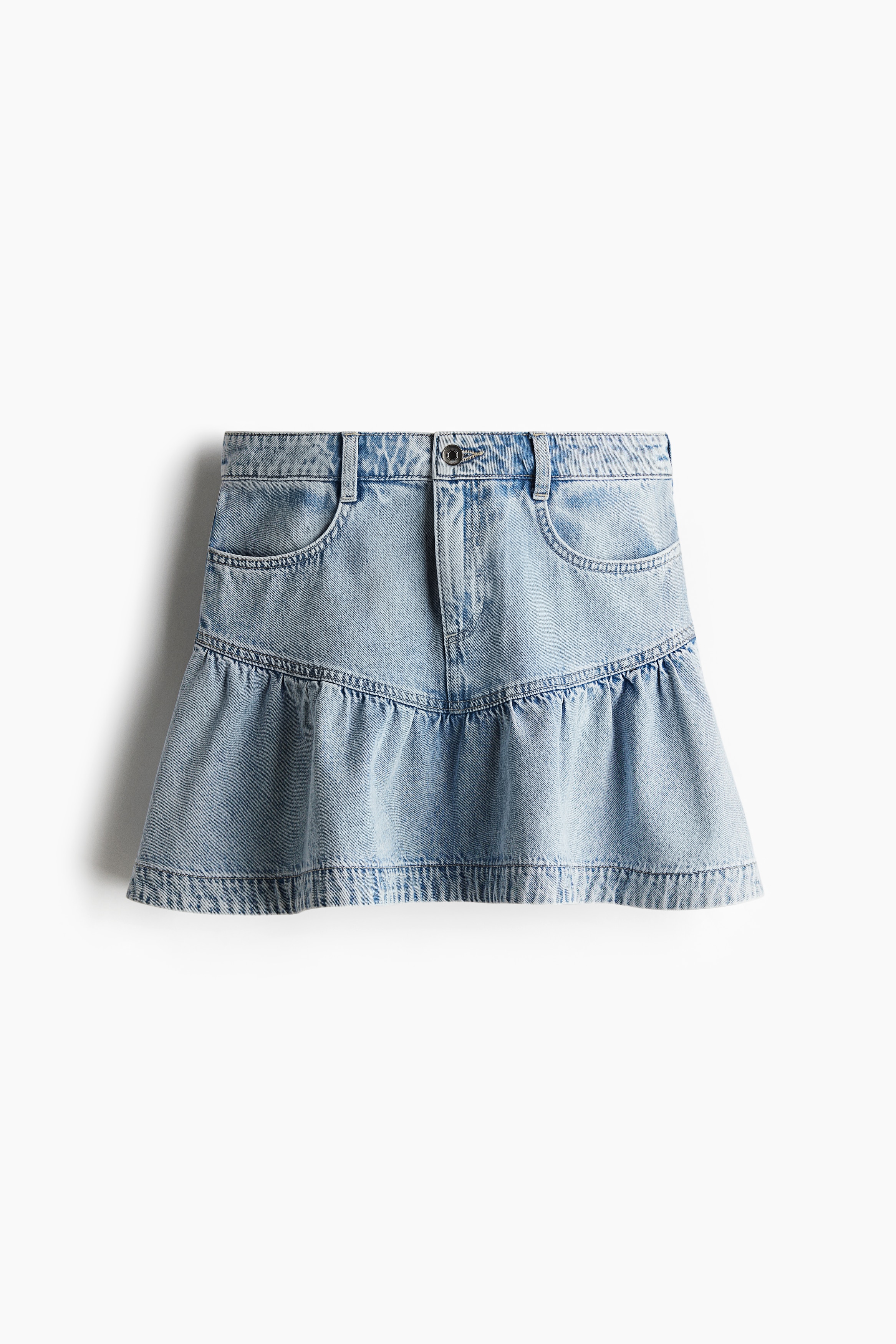 【2回着用】layered peplum denim jumper skirt WILLFULLY（ウィルフリー）の「layered peplum denim jumper skirt