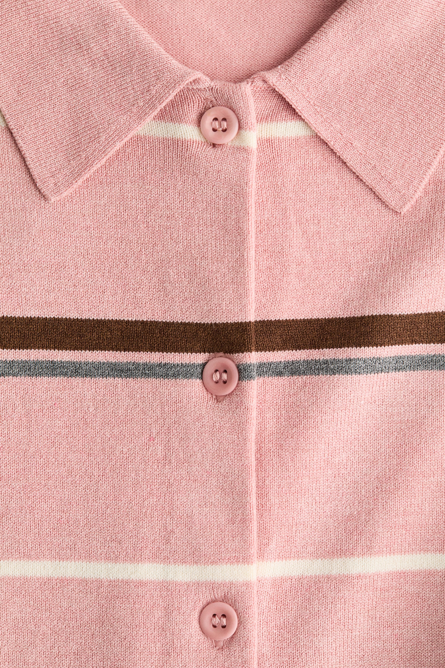 칼라 가디건 - 핑크 멜란지/스트라이프/그레이 멜란지/아가일 패턴 - 3