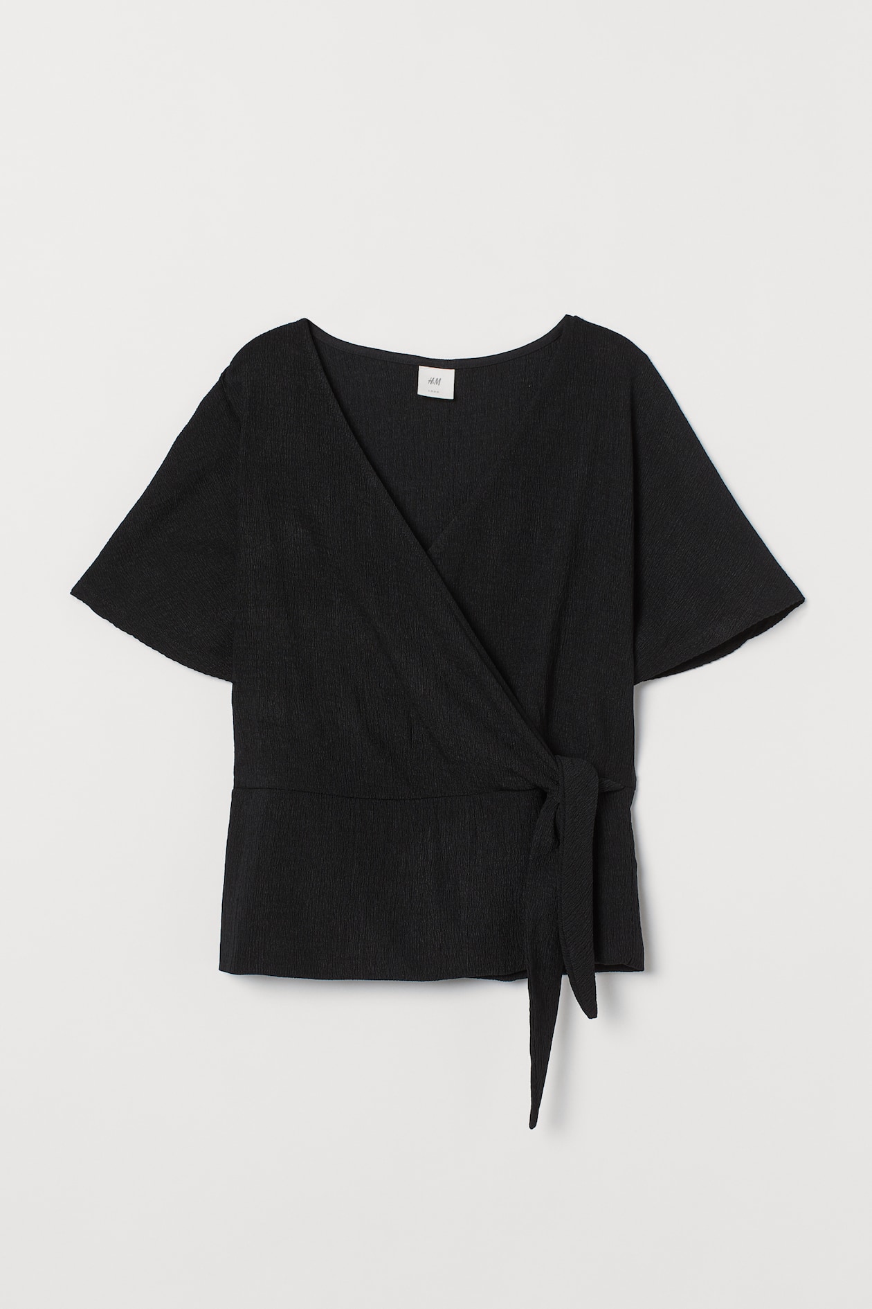 Short-sleeved Wrapover Blouse - Black - Ladies | H&M US