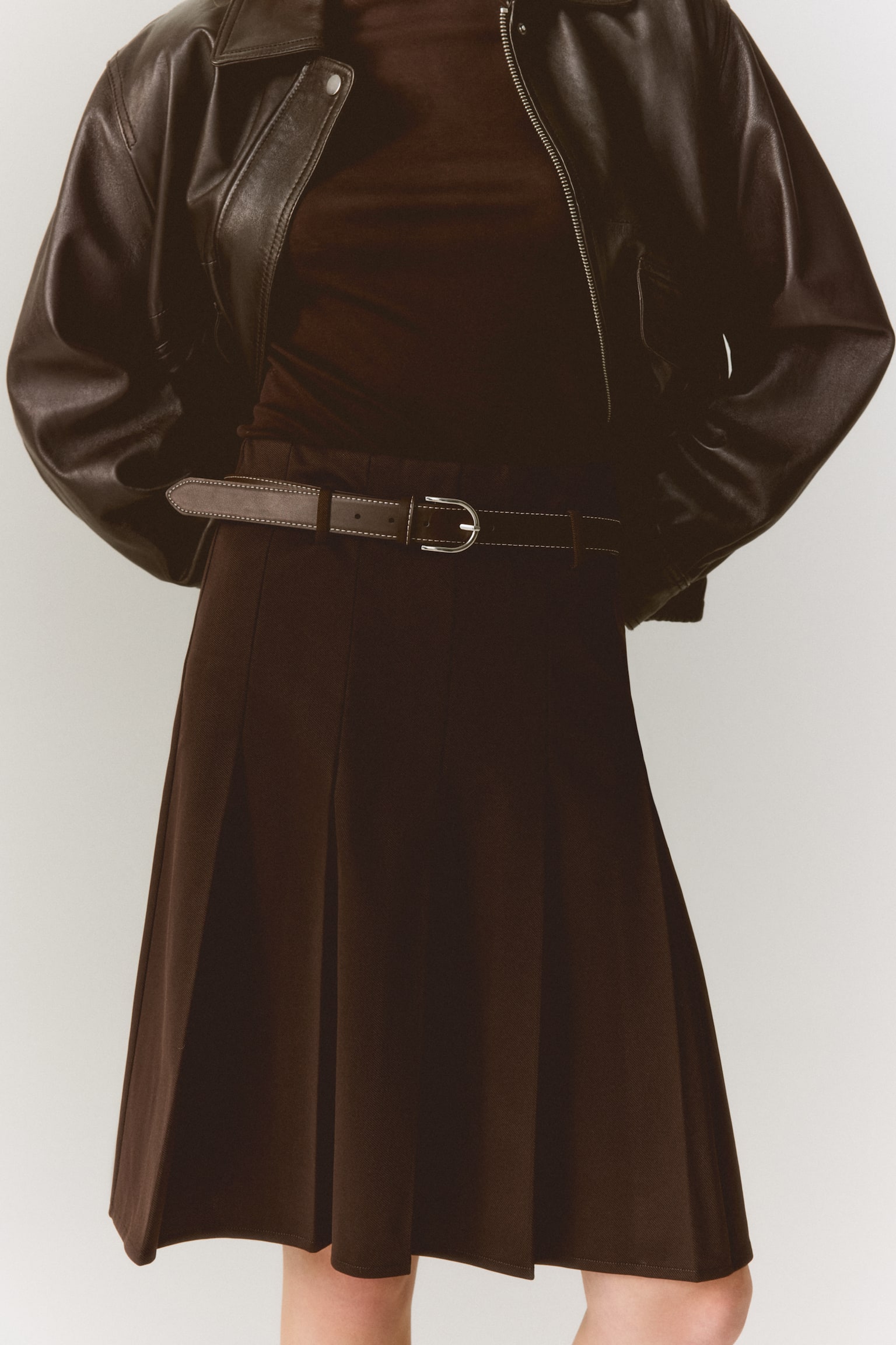 Belted skirt - Dark brown - 5