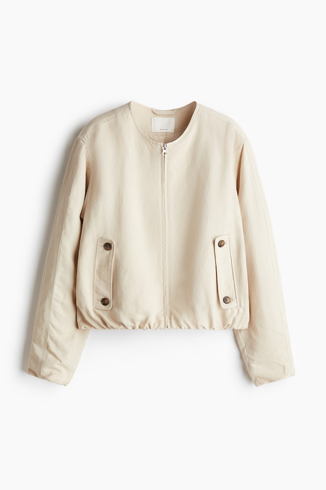Linen-blend bomber jacket - Light beige/Beige - 1