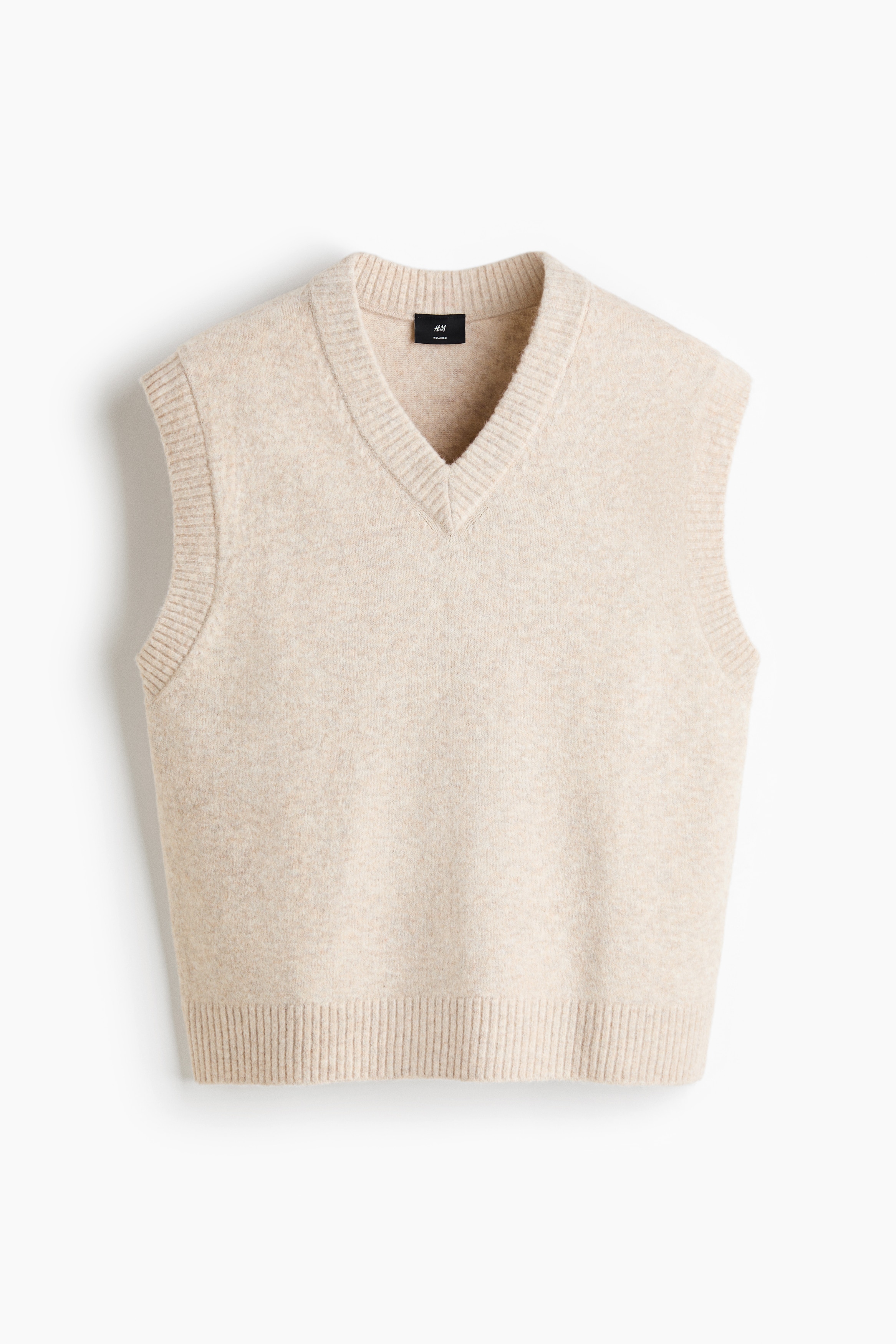 Suéter sin mangas Relaxed Fit - Beige claro jaspeado/Negro/Marrón oscuro