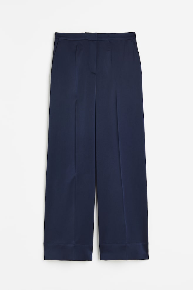 Wide satin trousers - Dark blue/Black/Dark grey - 2