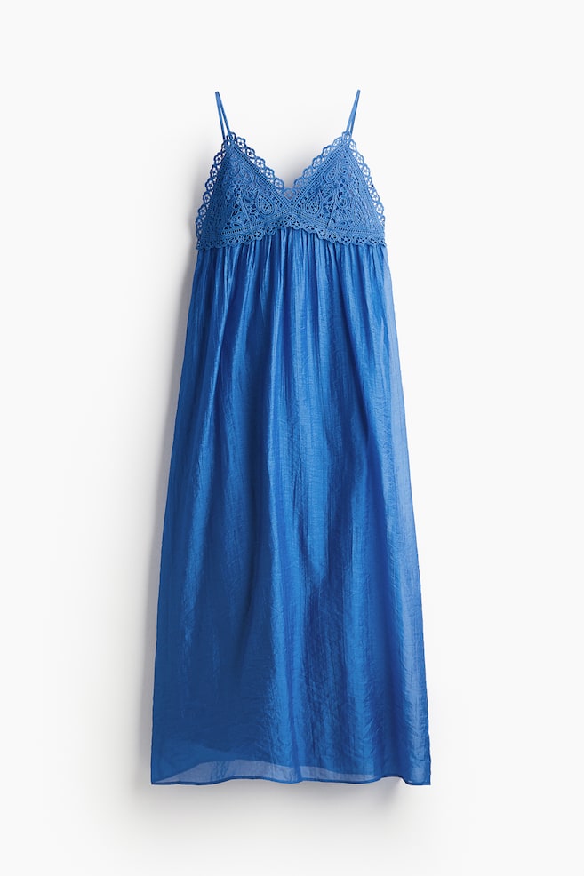 Vestido de tirantes con detalle bordado - Azul/Blanco - 1