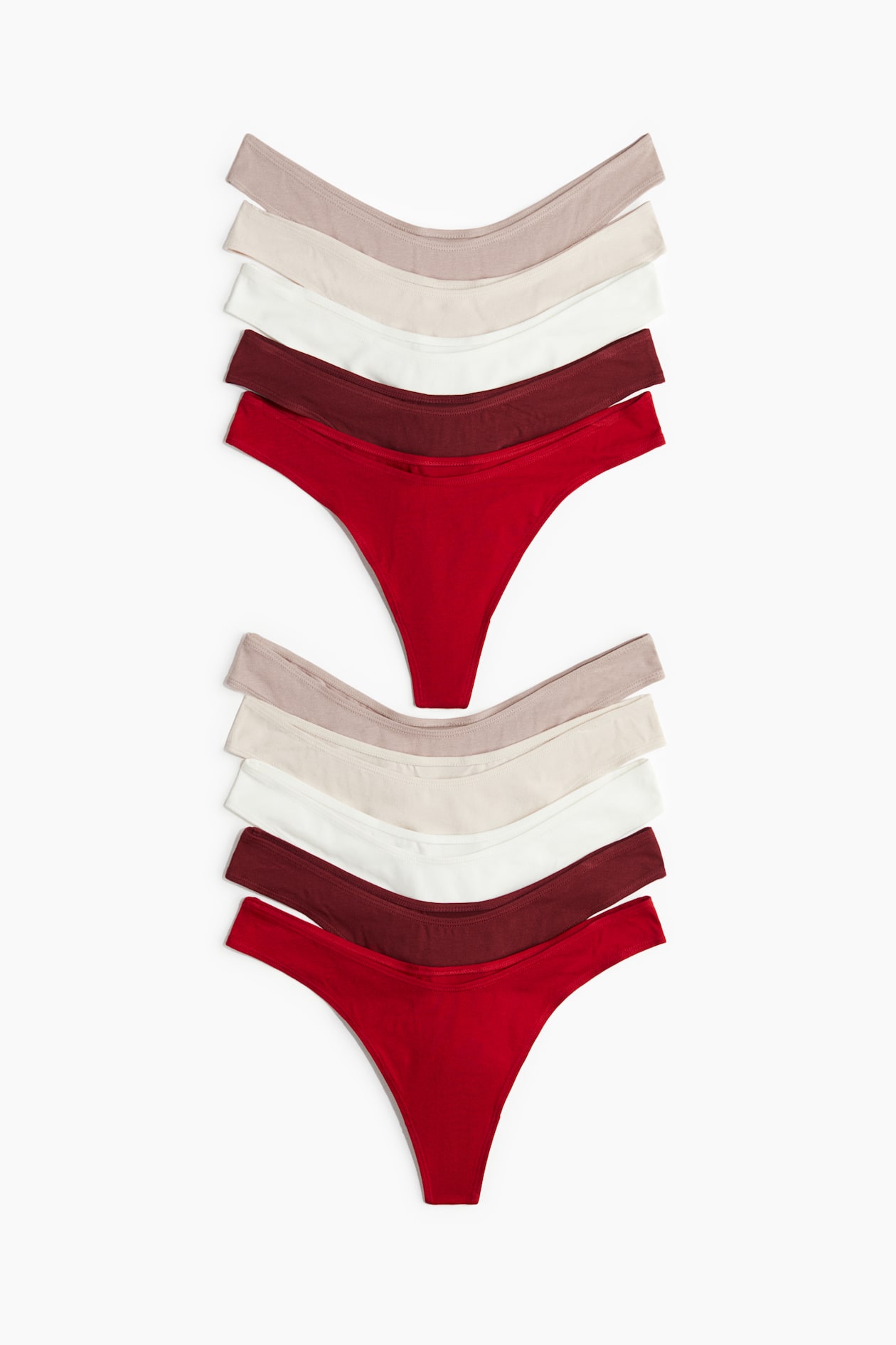 Bawełniane figi thong 10-pak - Czerwony/Burgundowy - ONA | H&M PL