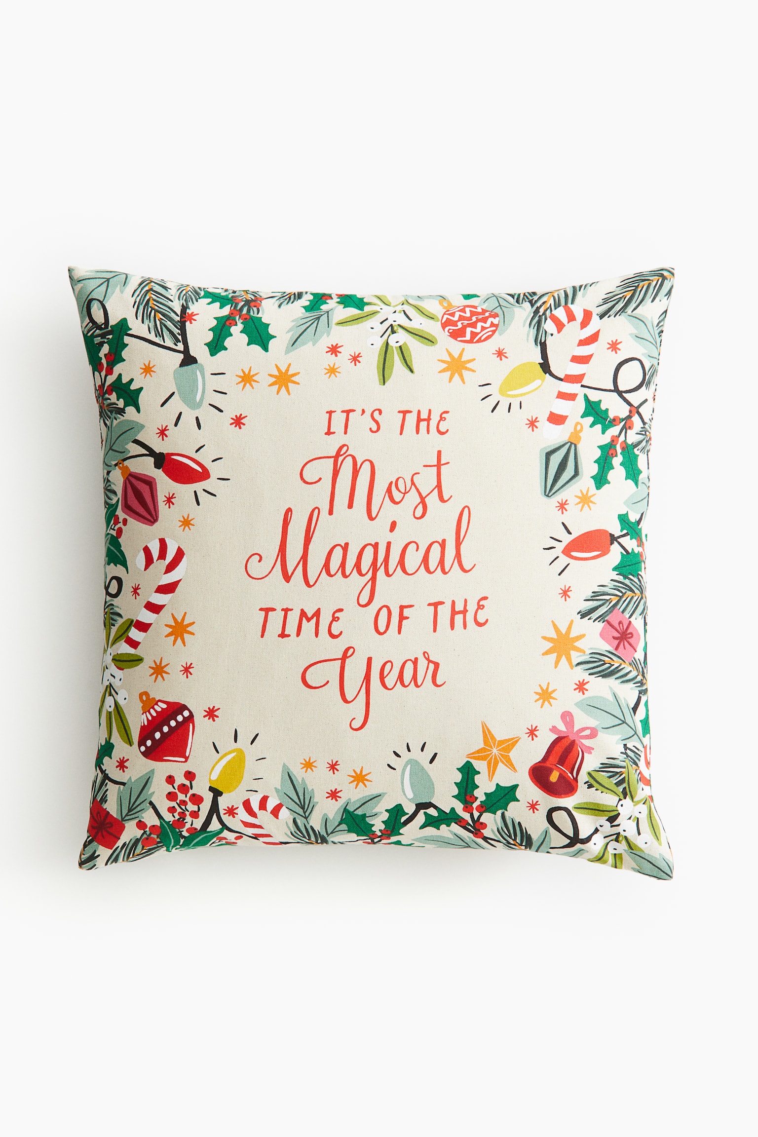 Printed cushion cover - Red/Christmas/Beige/Merry - 1