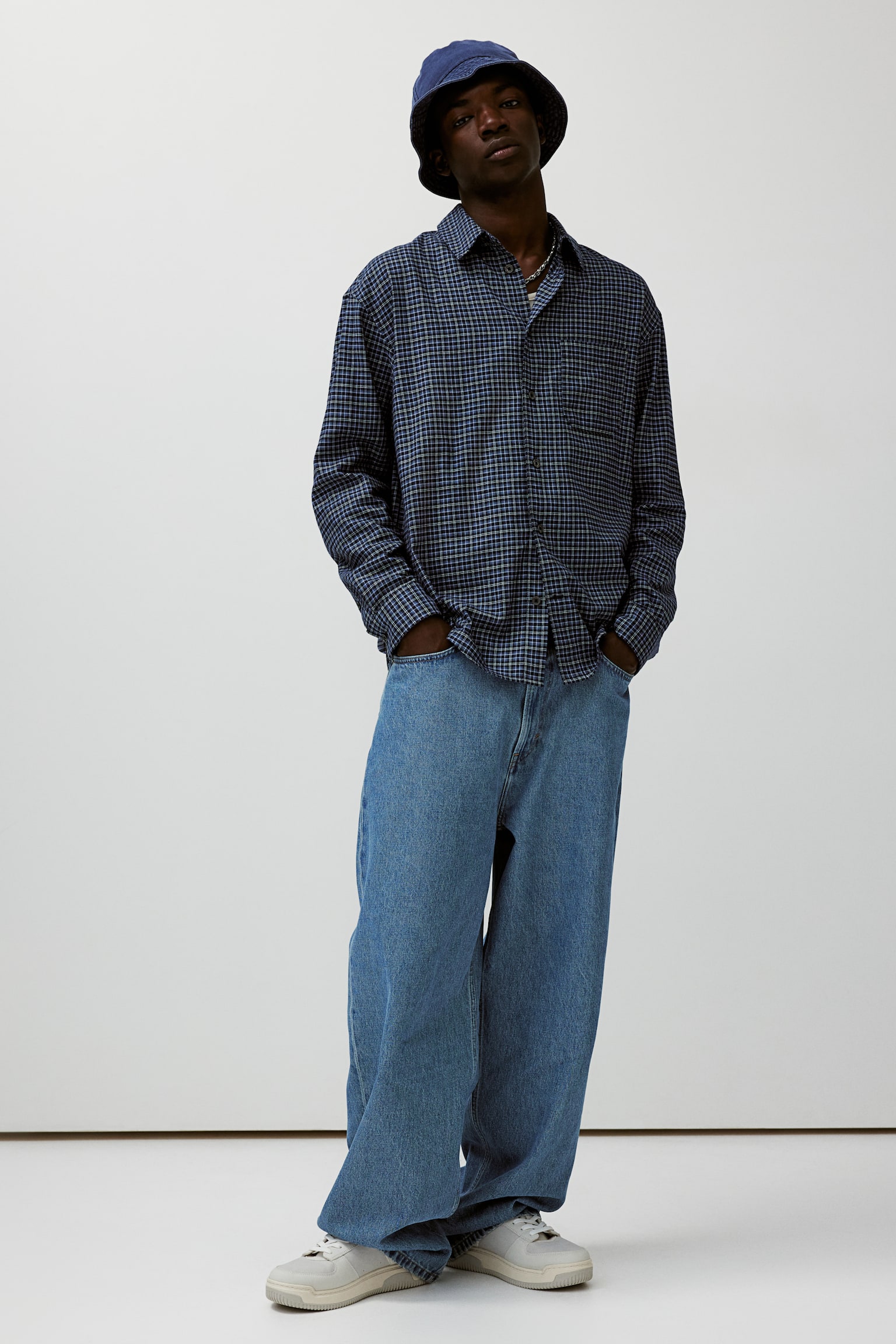 Loose Fit Shirt - Dark blue/Checked/Grey/Checked/Dark brown/Checked/Black/Checked/Beige/Checked - 6