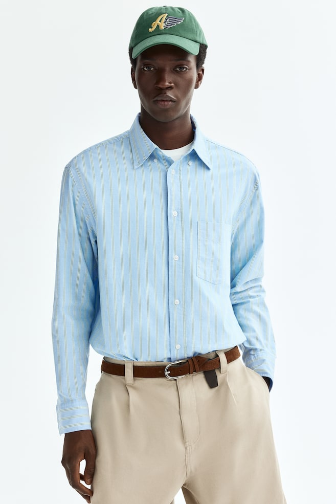 Oxfordhemd in Relaxed Fit - Hellblau/Gestreift/Weiß - 2
