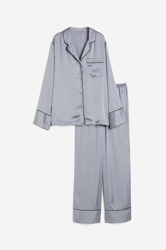 Satin pyjama shirt and bottoms - Blue/Blue/Black/Pink/Spotted/dc/dc/dc - 2