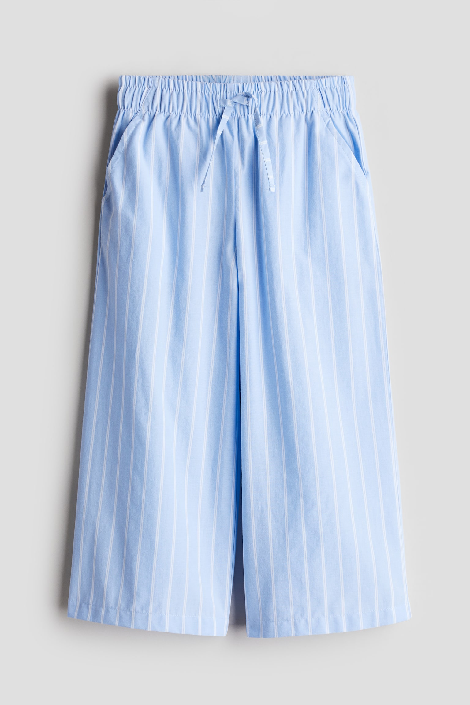 Wide poplin pull-on trousers - Light blue/Striped/Blue/Checked/Purple/Striped - 1