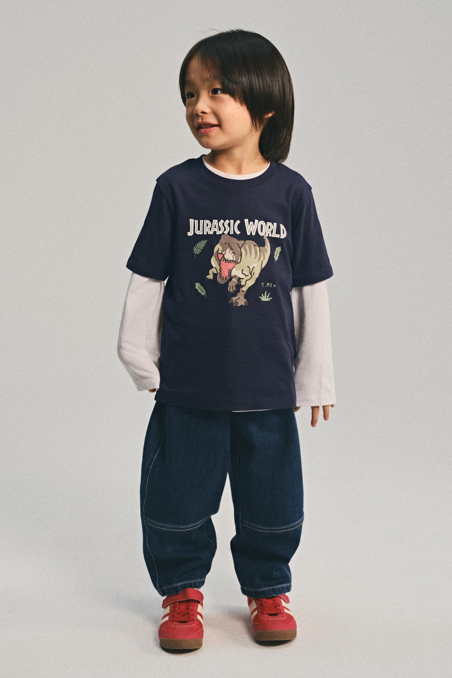Áo thun cotton in hoạ tiết - Xanh tím than/Jurassic World - 2