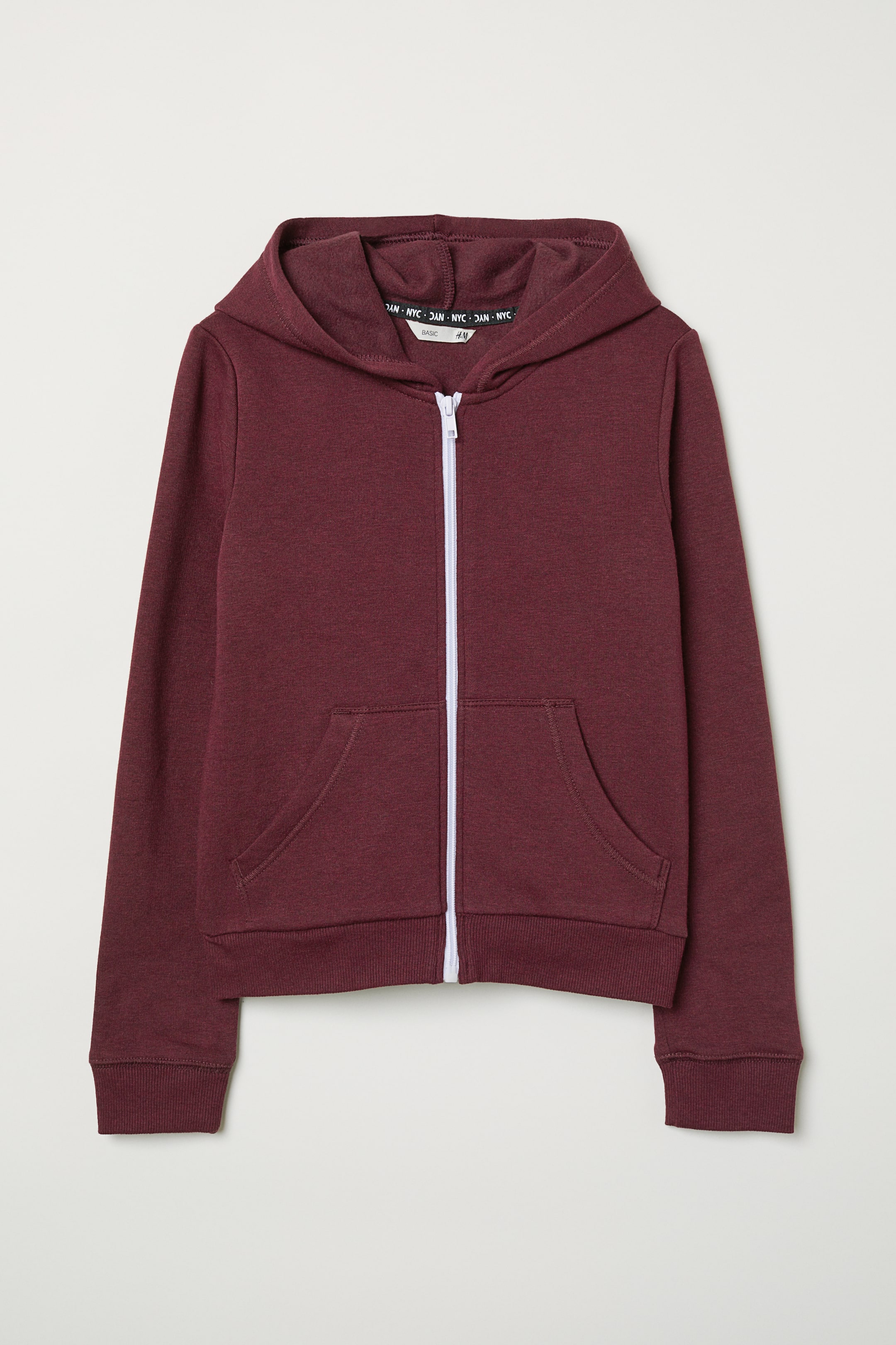 Hooded jacket Burgundy marl Kids H&M