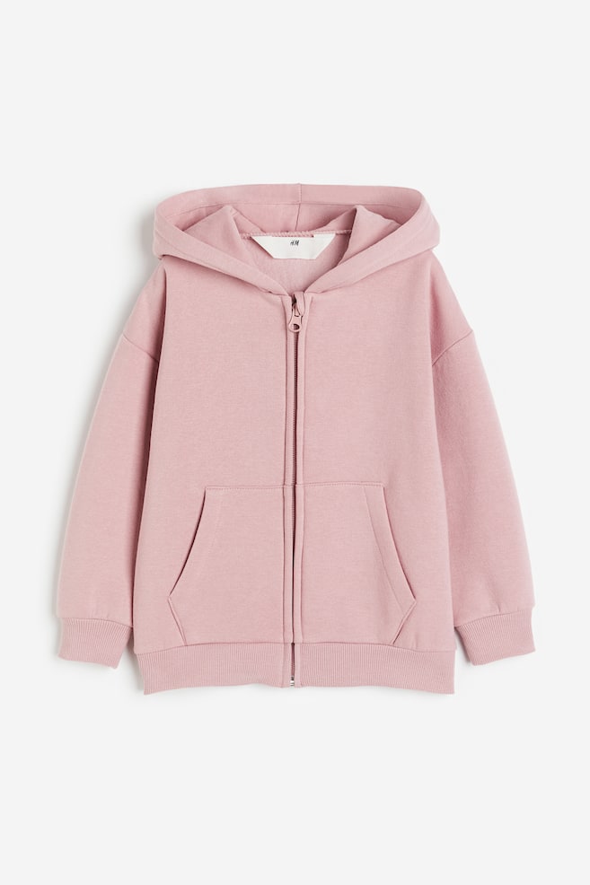 Zip-through hoodie - Light pink/Light grey marl/Light beige/Hearts - 1