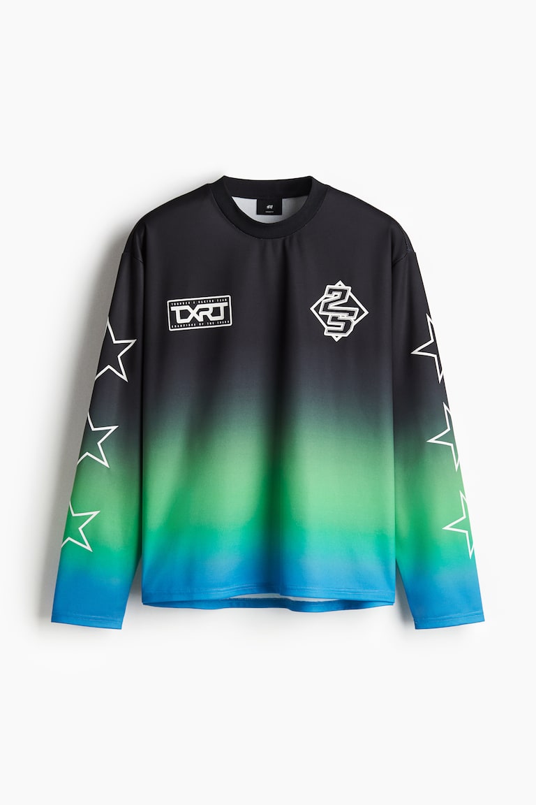Majica dugih rukava od mrežaste tkanine Loose Fit