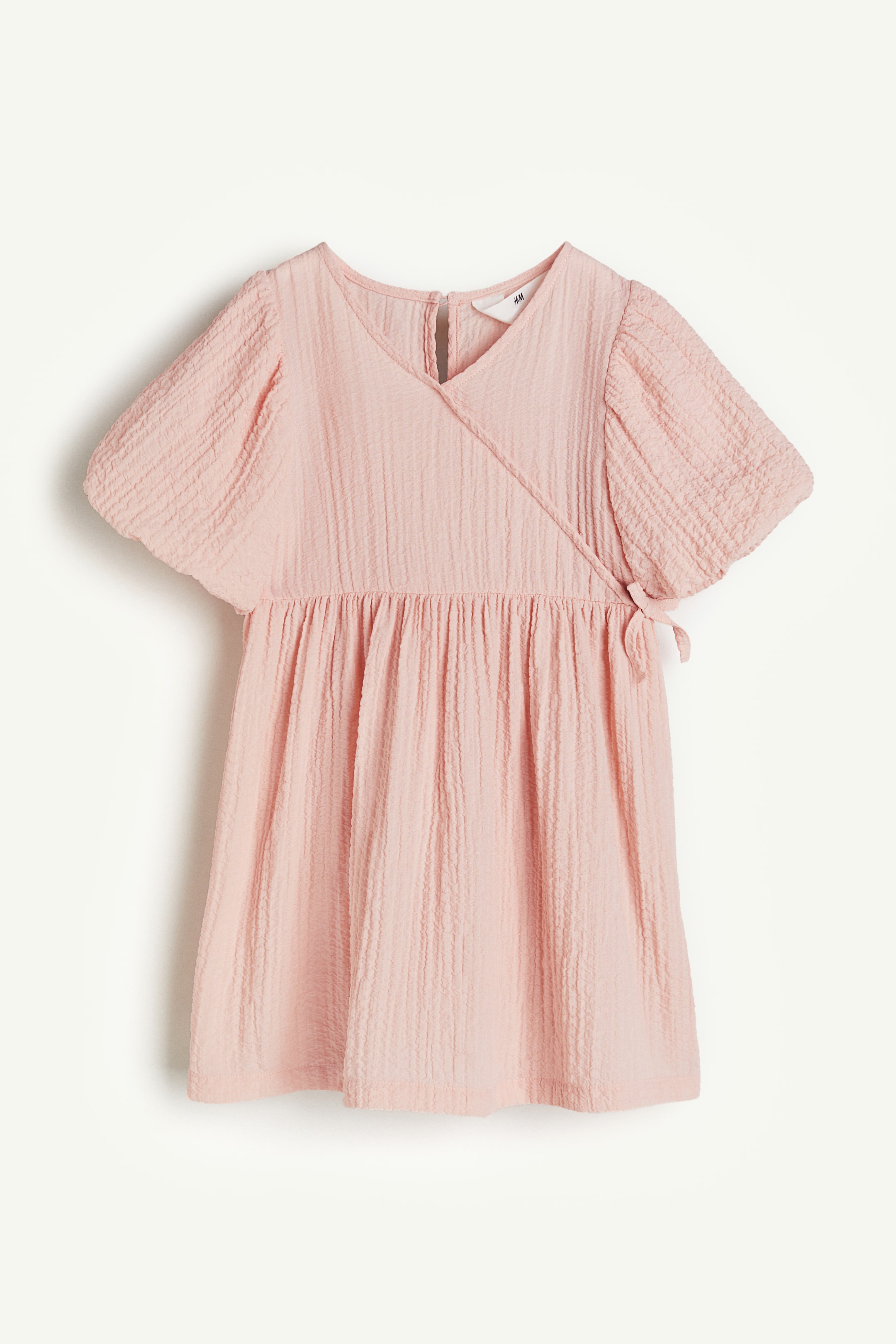 Puff-sleeved Dress - V-neck - Short sleeve - Pink - Kids | H&M US