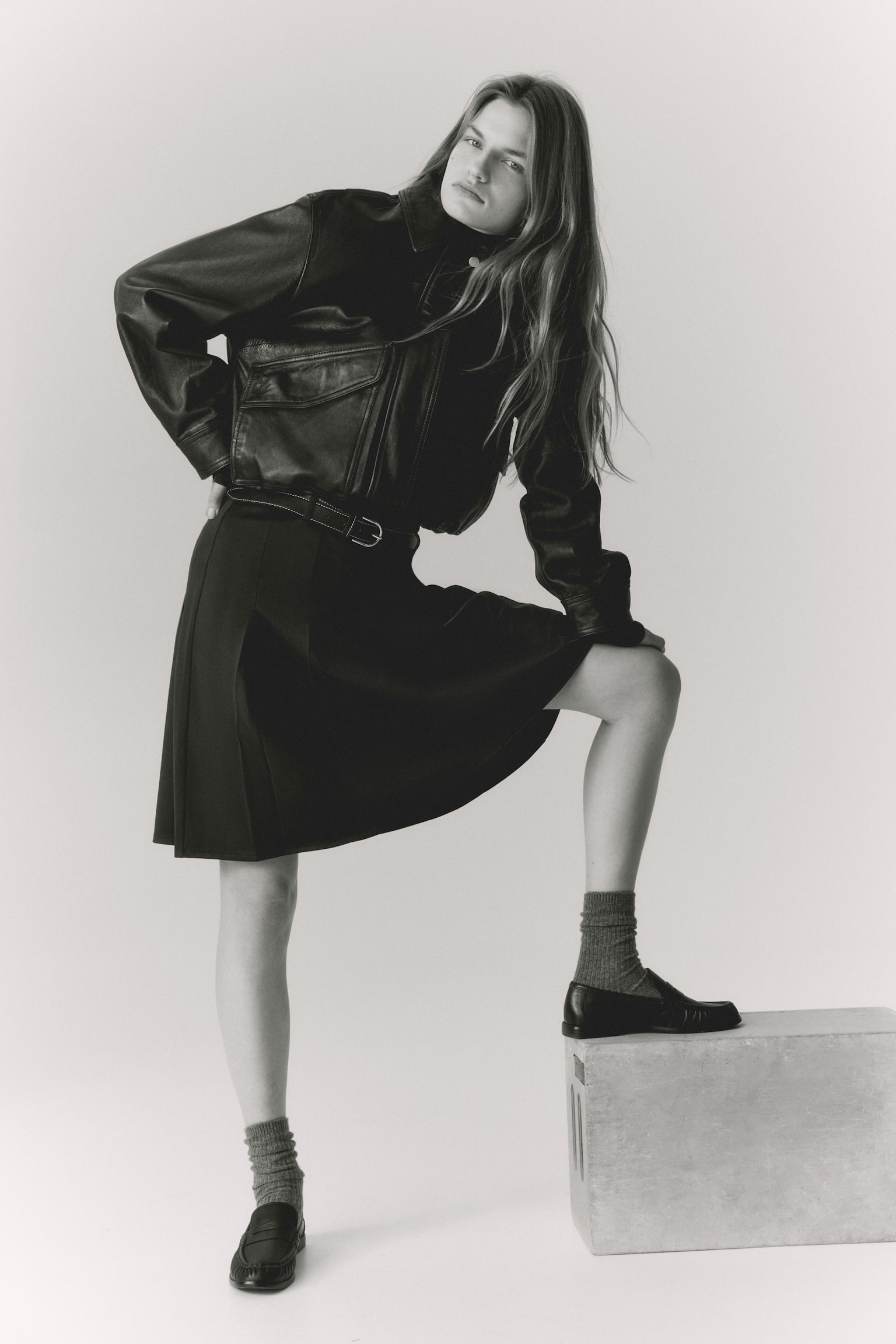 Belted skirt - Dark brown - 1