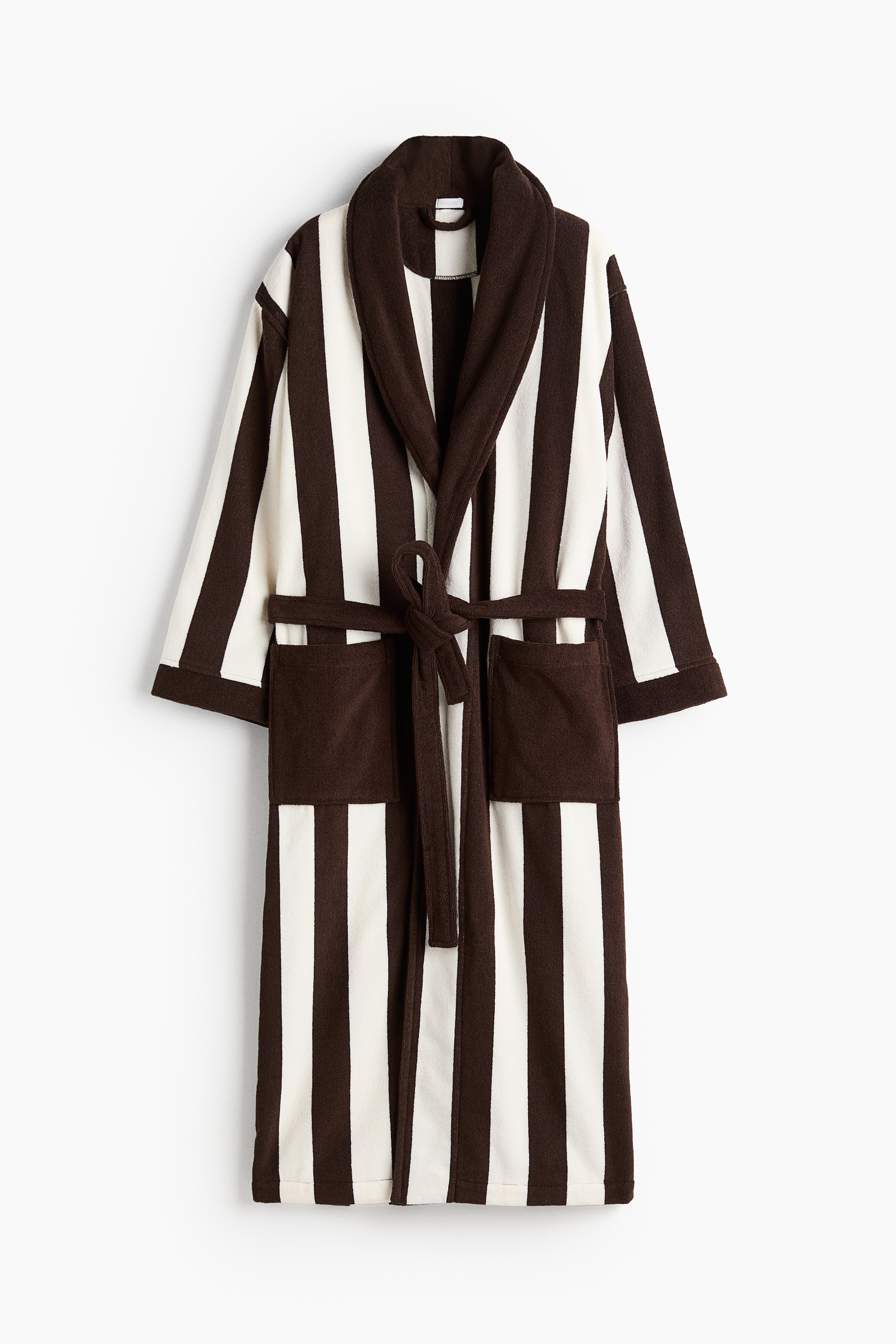 Cotton terry dressing gown - White/Dark brown striped/Beige/Striped/White/Blue striped/Dark green/Striped/Yellow/Striped