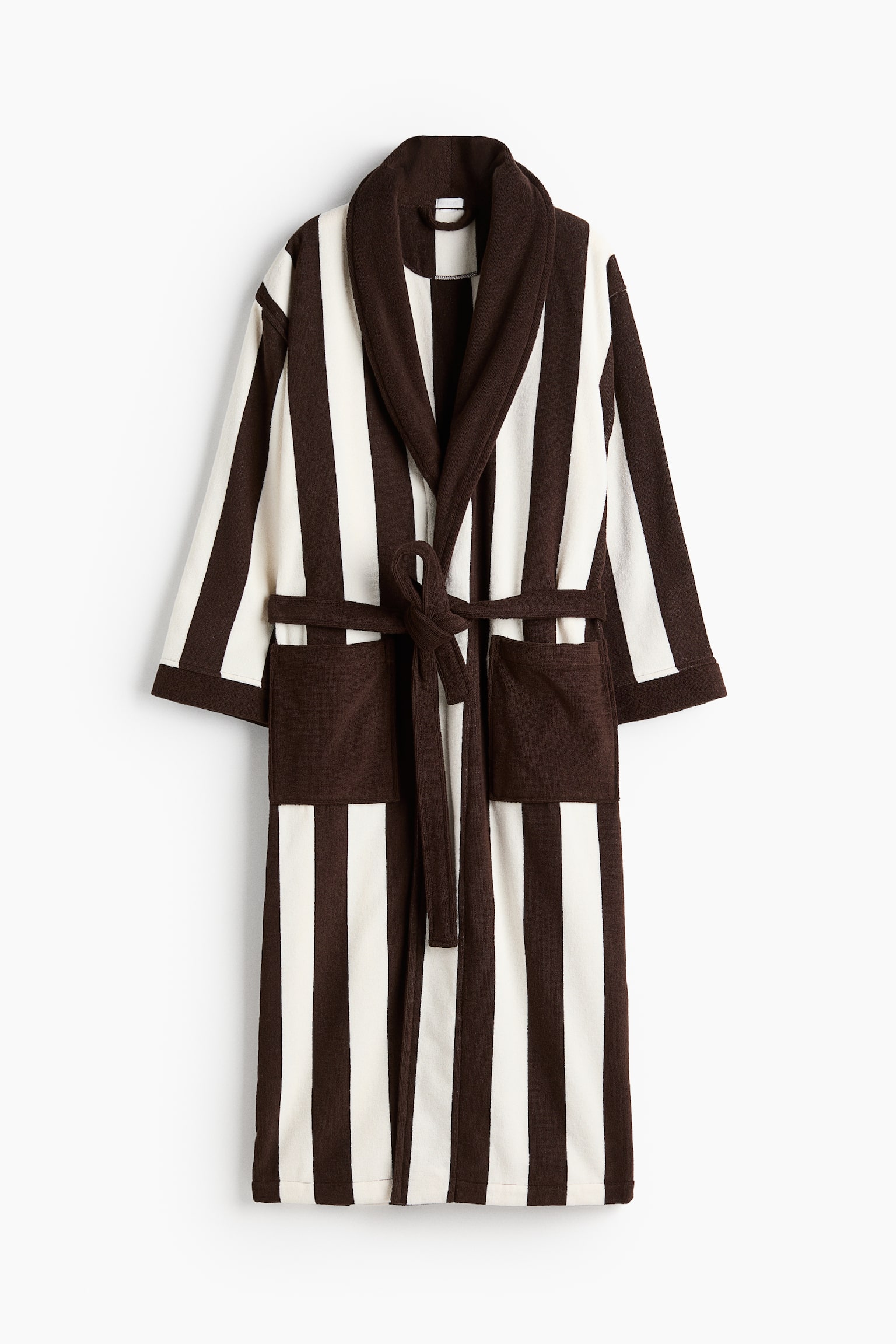 Cotton terry dressing gown - White/Dark brown striped/Dark green/Striped/White/Blue striped/Yellow/Striped/Beige/Striped - 2