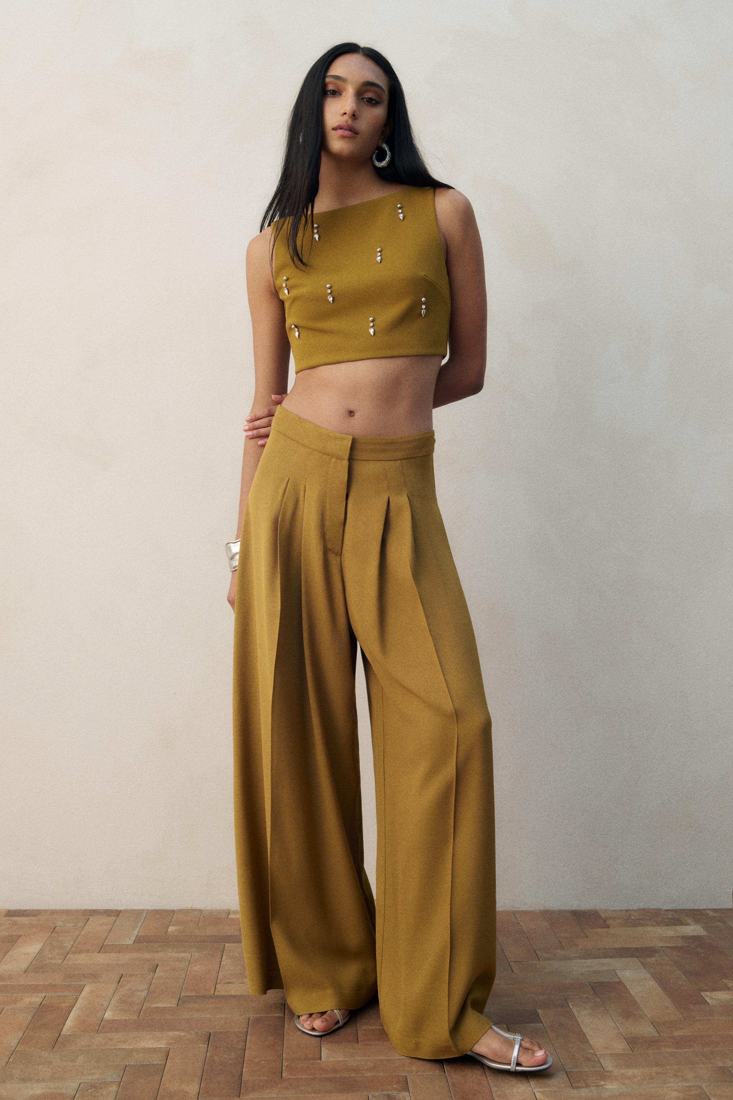 Wide trousers - Khaki green
