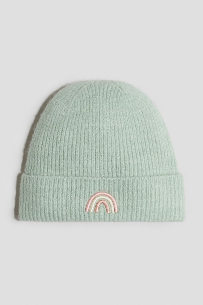Motif-detail beanie - Mint green/Rainbow - 1