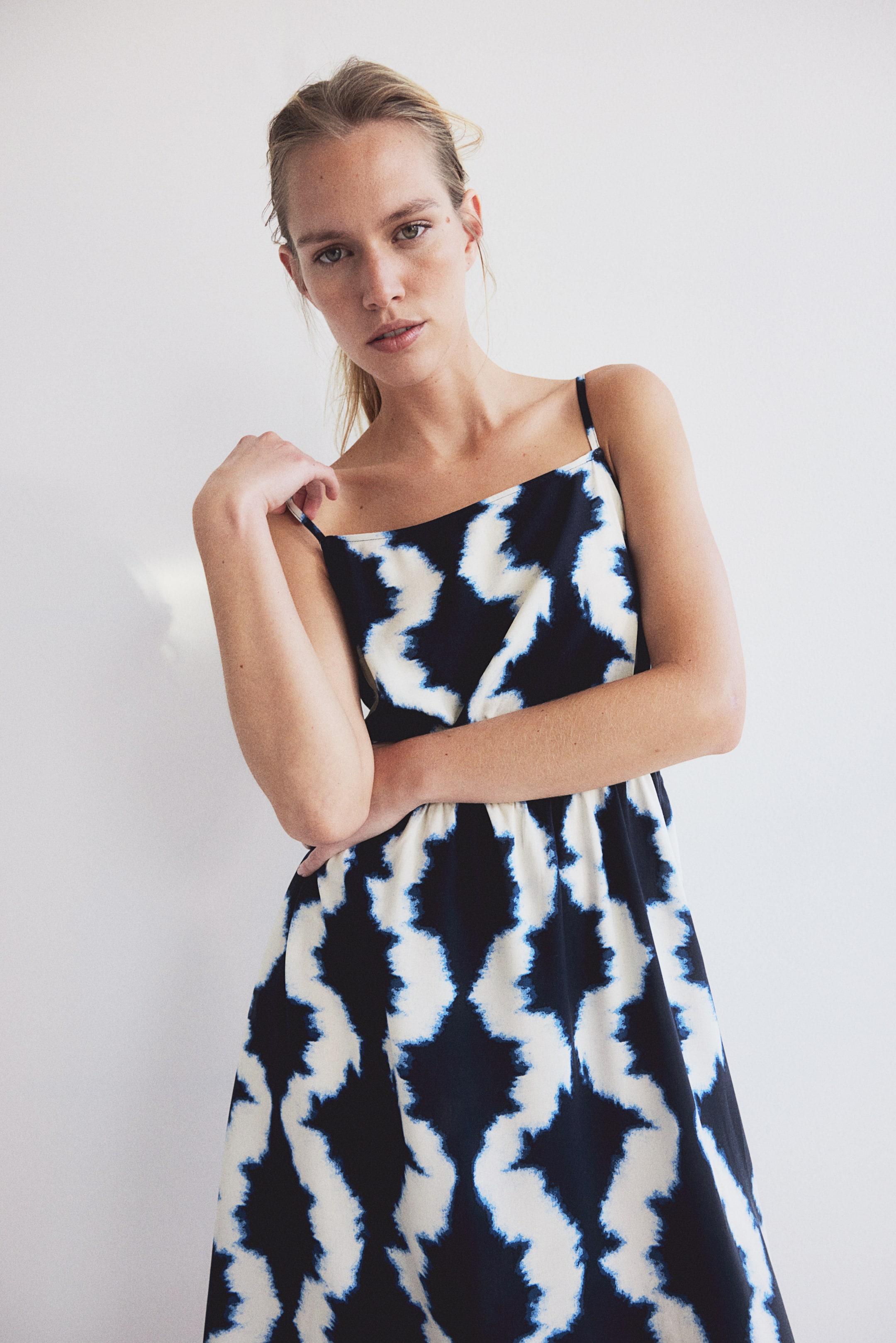 Viscose Dress with Narrow Shoulder Straps