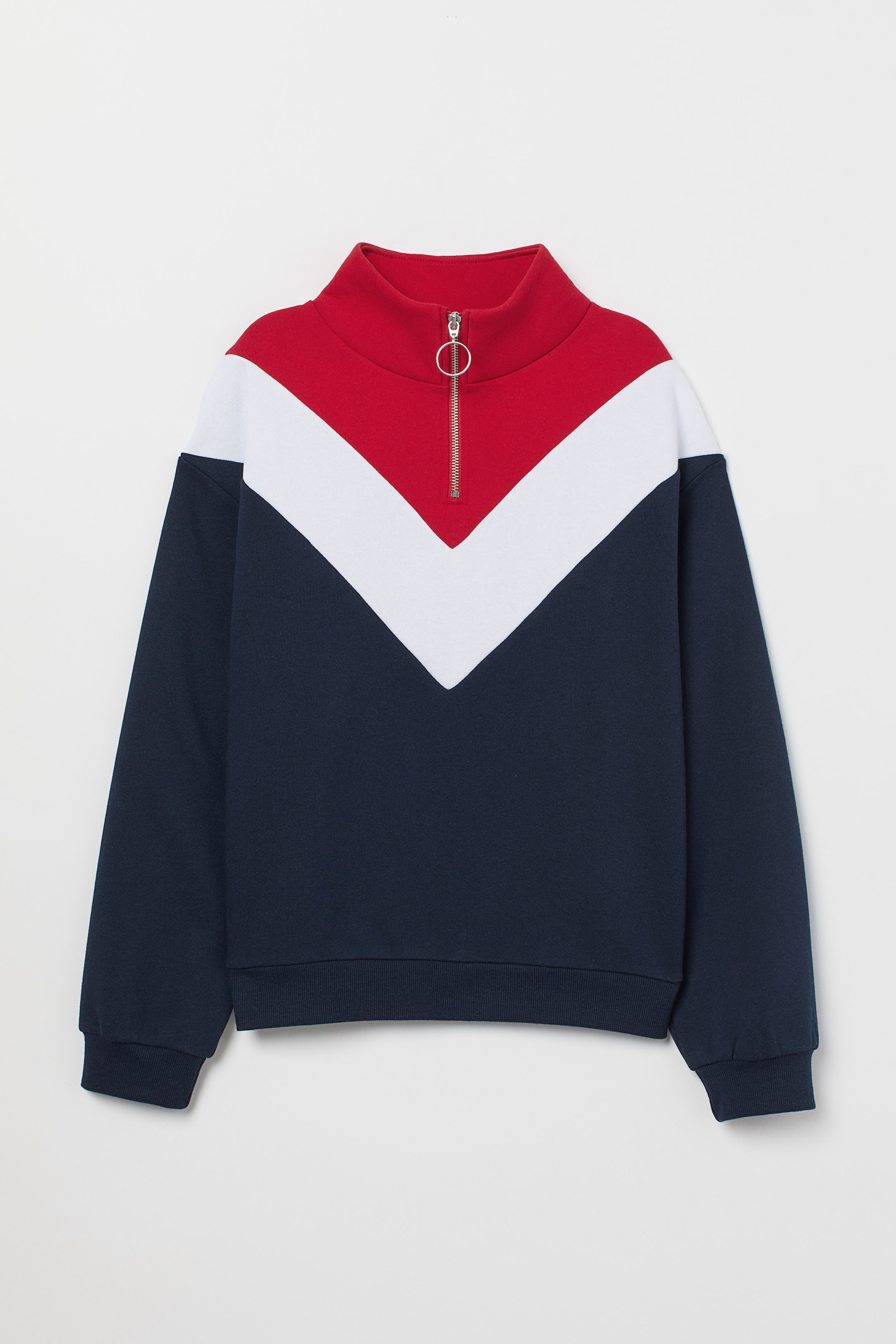 Größeres Bild ansehen: Sweatshirt mit Stehkragen - Dunkelblau/Weiß - Ladies | H&M DE 1