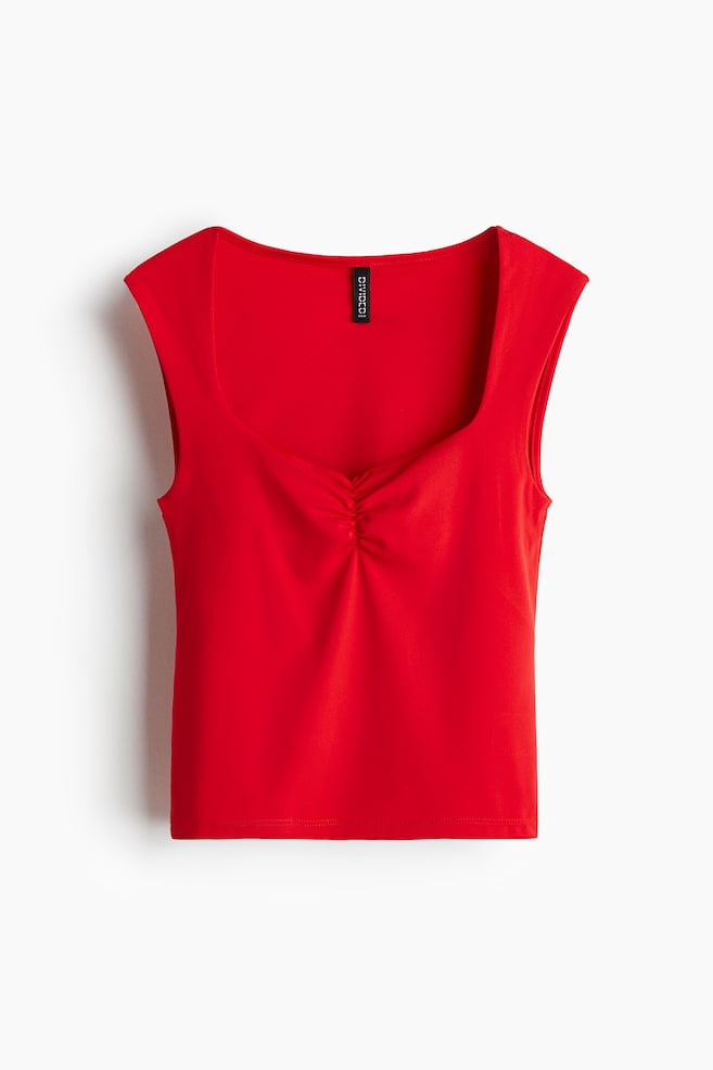 Gerafftes Tanktop - Knallrot/Schwarz/Braun - 1