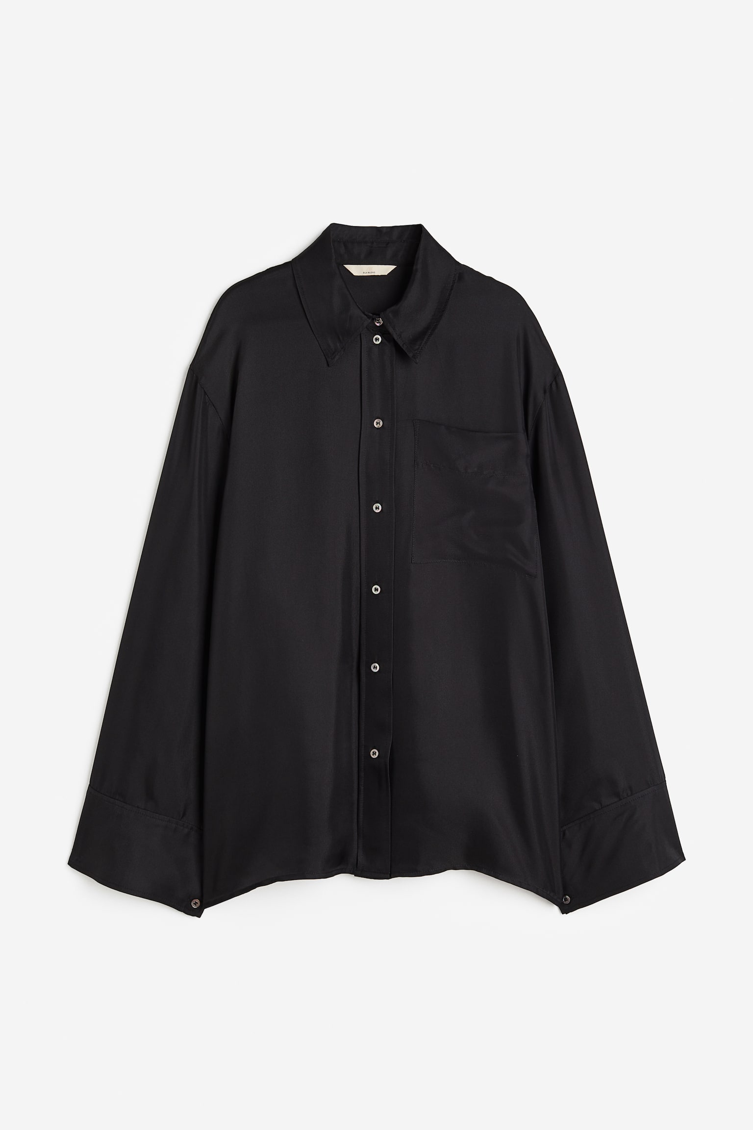 Silk Blend Twill Shirt - Black/Light beige - 1