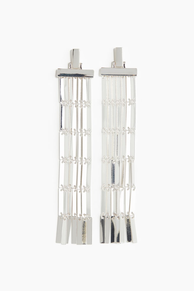 Long earrings - Silver-coloured - 1