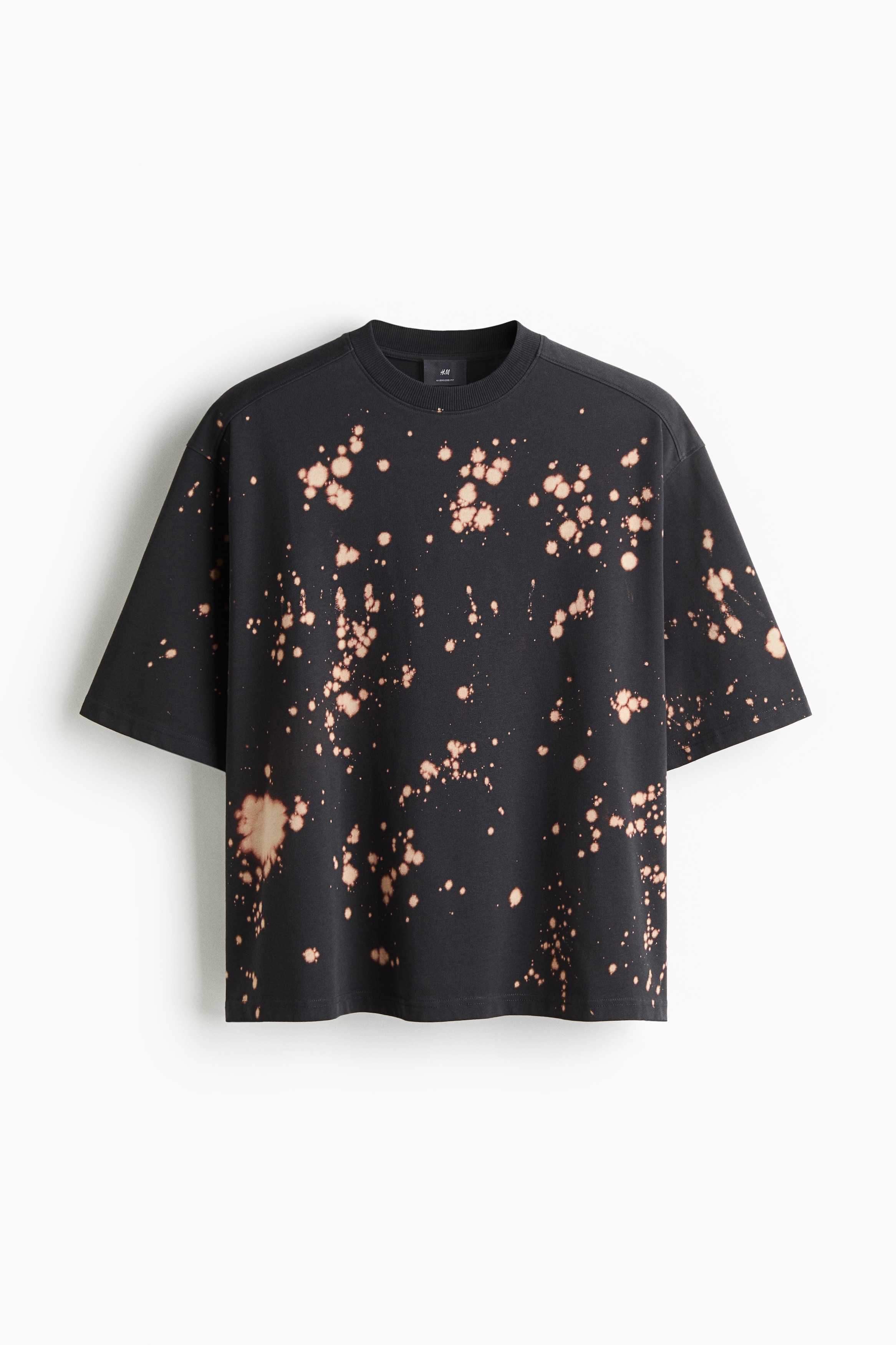 T-shirt - Oversized Fit - Donkergrijs/Beige