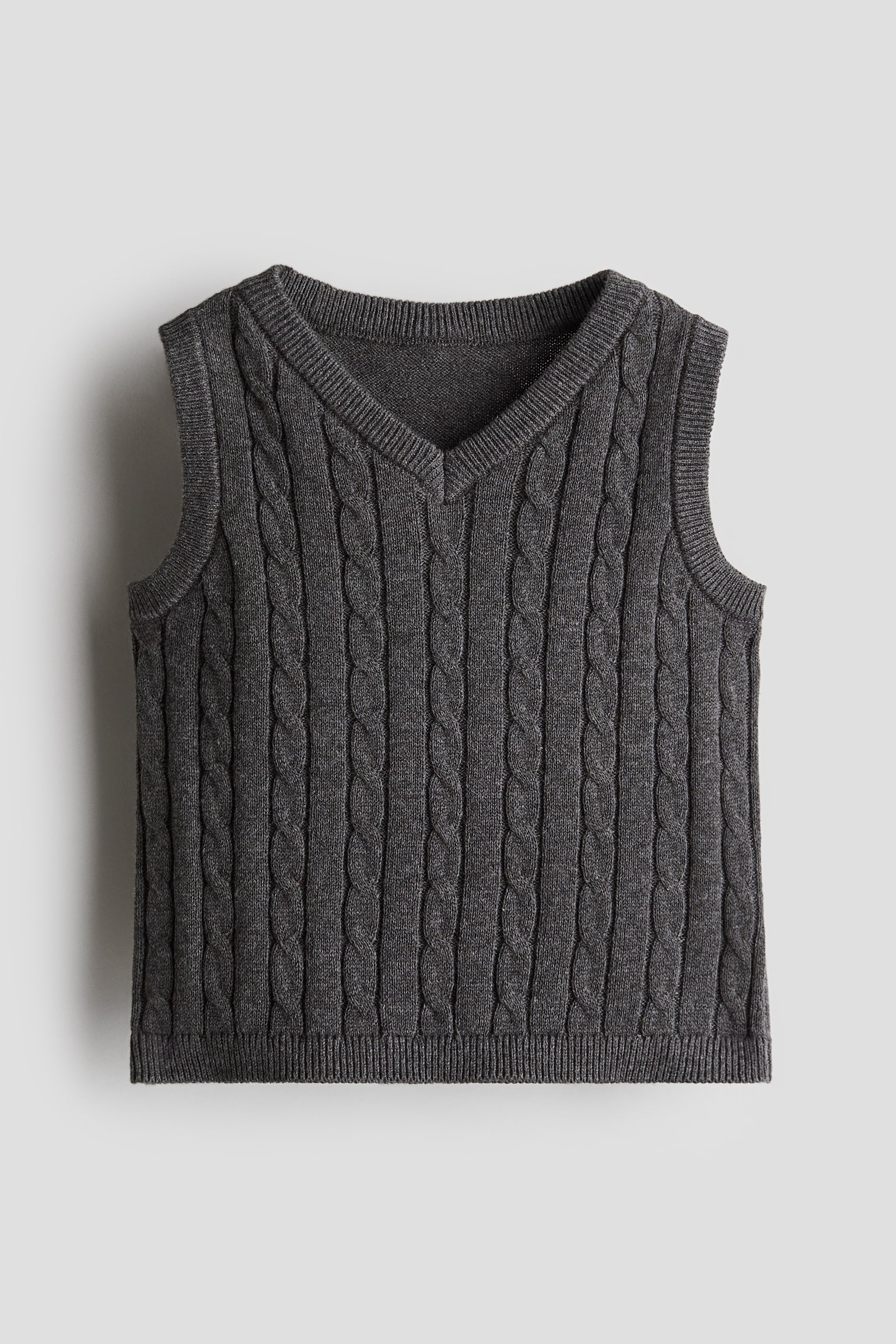 Cable-knit sweater vest - Grey - 1