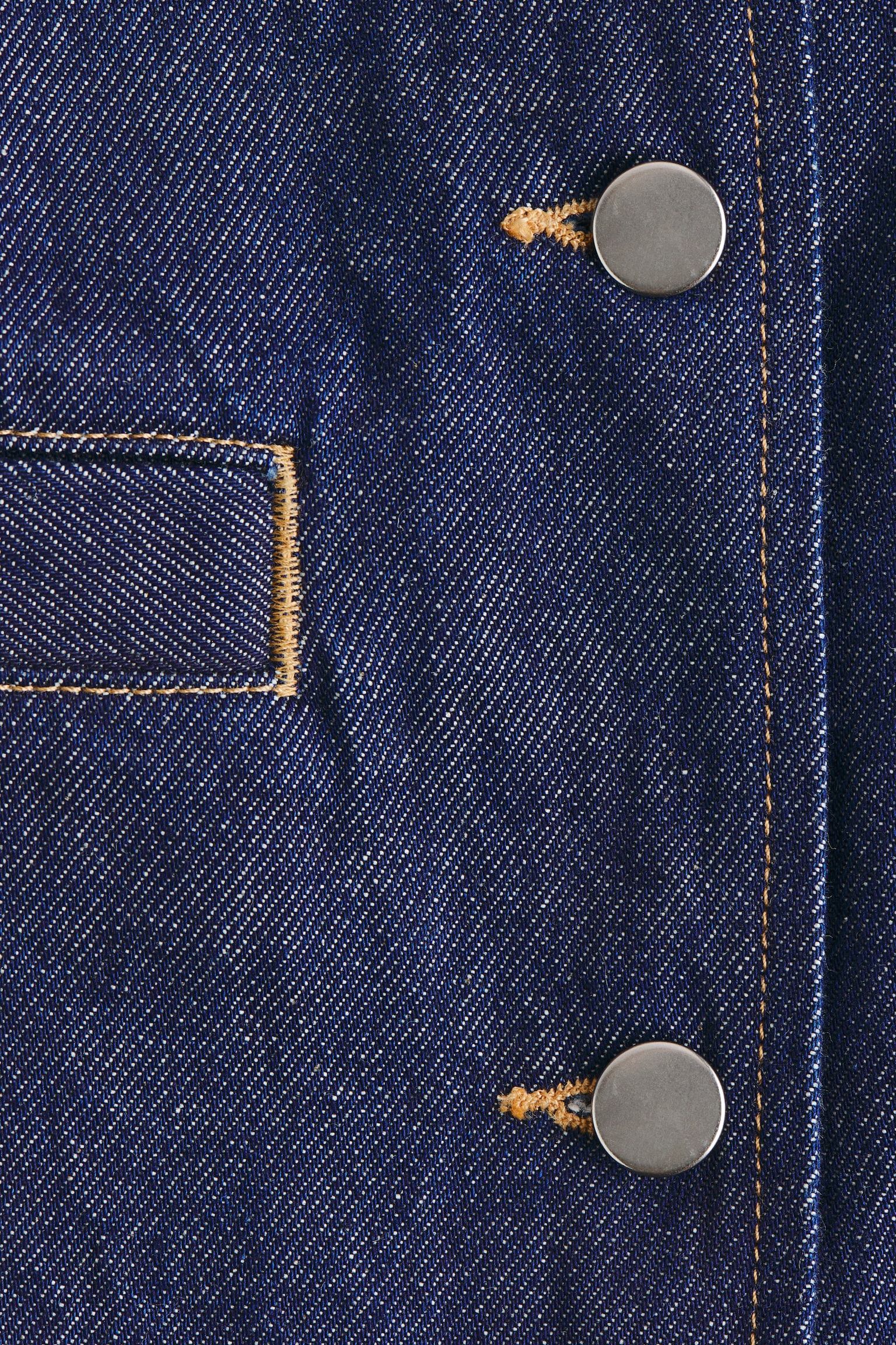 Collarless denim jacket - Tmavá džínsovomodrá - 3