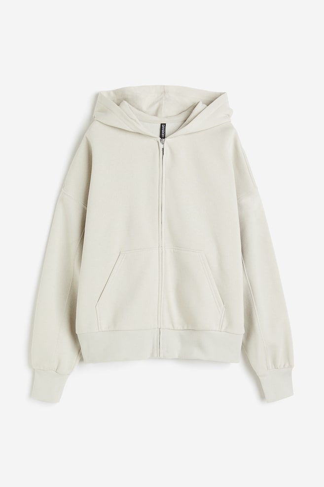 Oversized hoodie med lynlås - Lys beige/Lyseblå/Vasket/Grå/Creme/Marineblå/Sort - 2