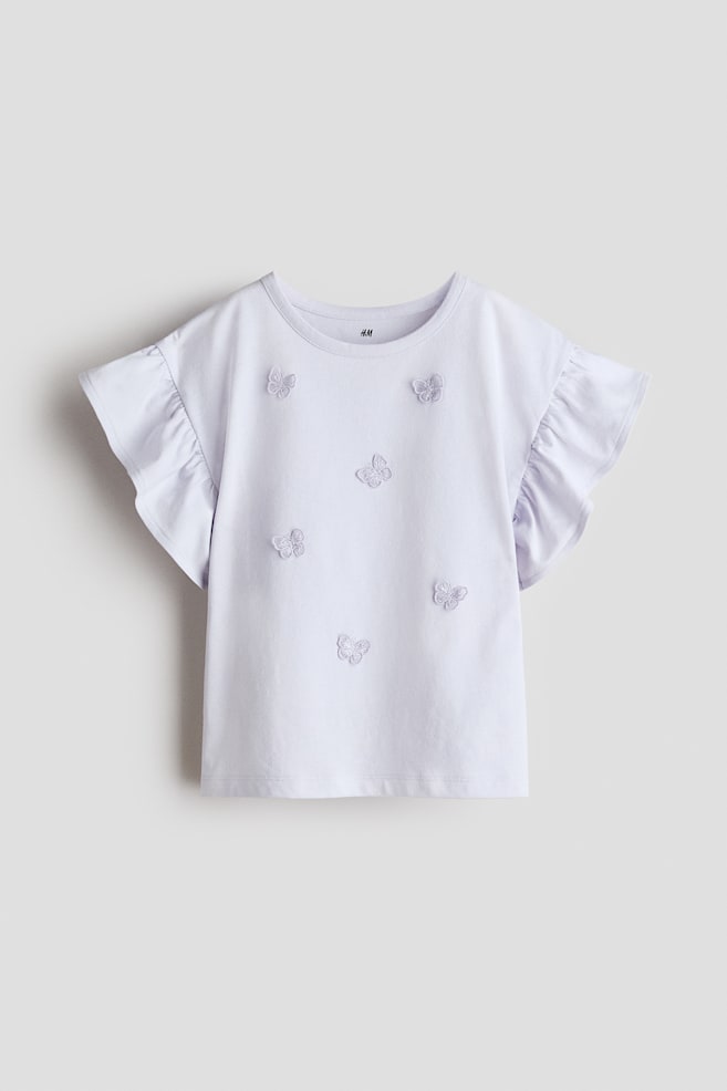 Shirt mit Applikation - Flieder/Schmetterlinge/Rosa/Erdbeere/Hellgelb/Zitrone - 1
