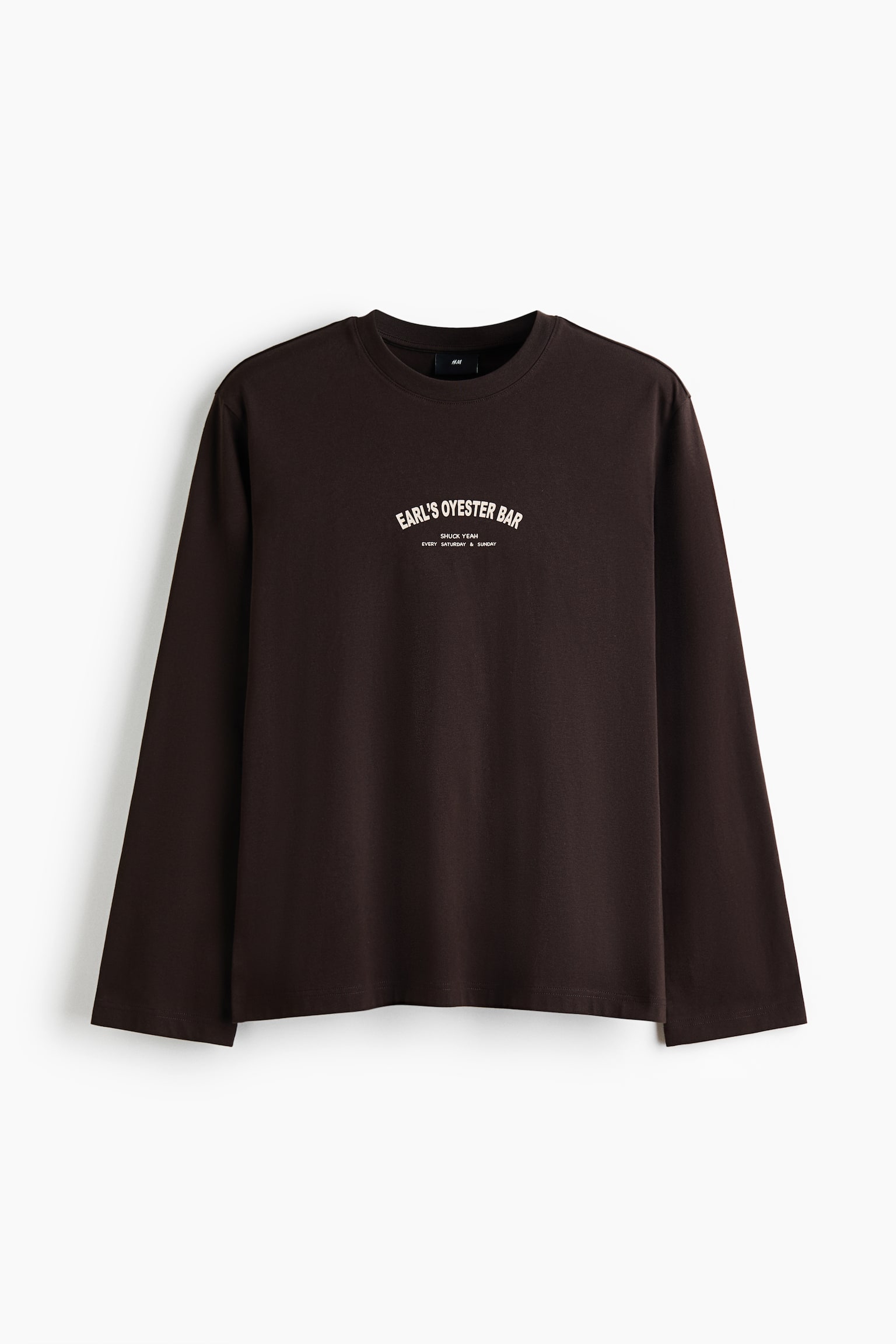 Regular Fit Printed long-sleeved cotton T-shirt - Dark brown/Earl's Oyster Bar/Black/Kimchi