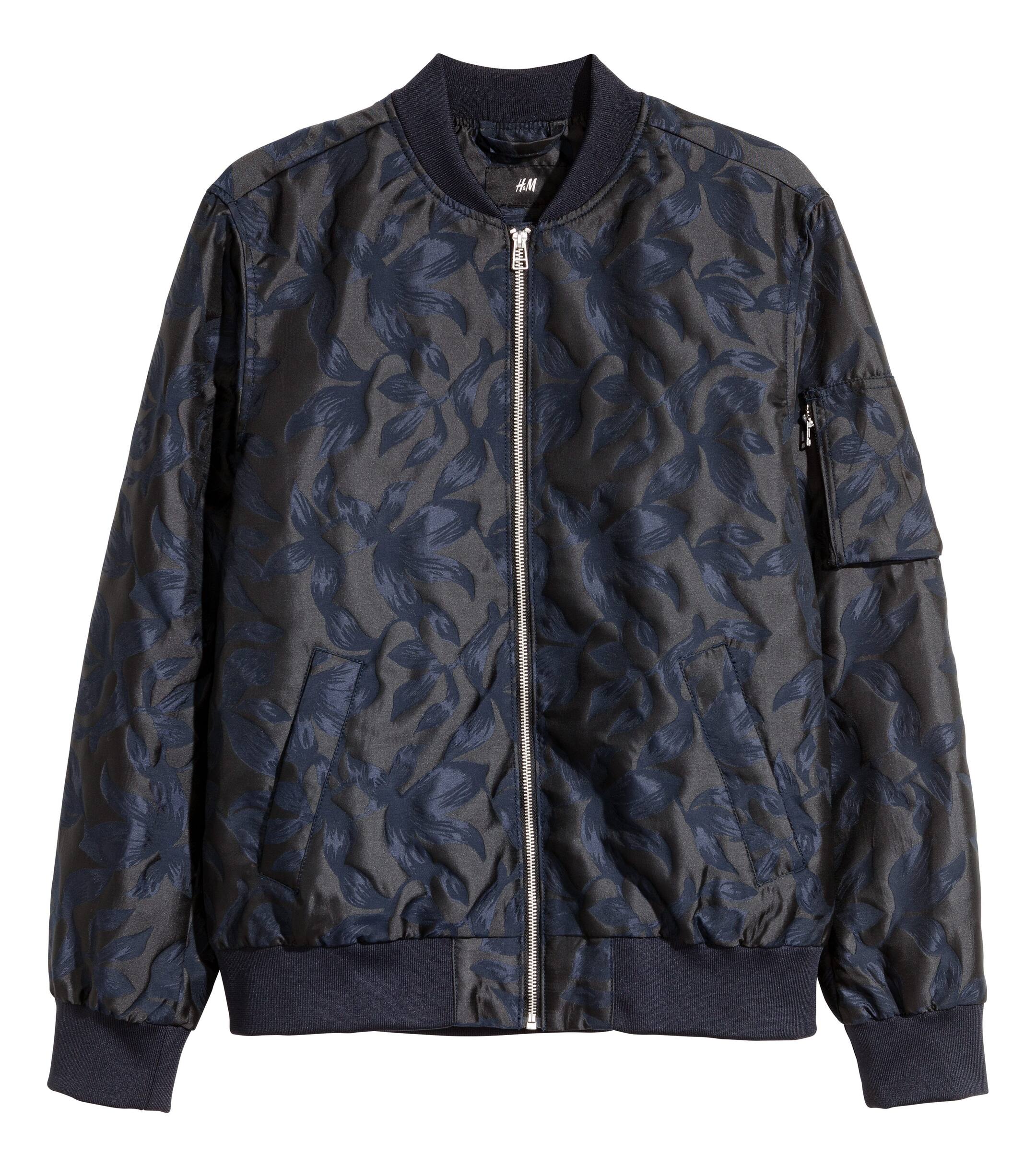 View larger image: Jacquard-weave bomber jacket - Dark blue/Patterned - Men | H&M GB 1