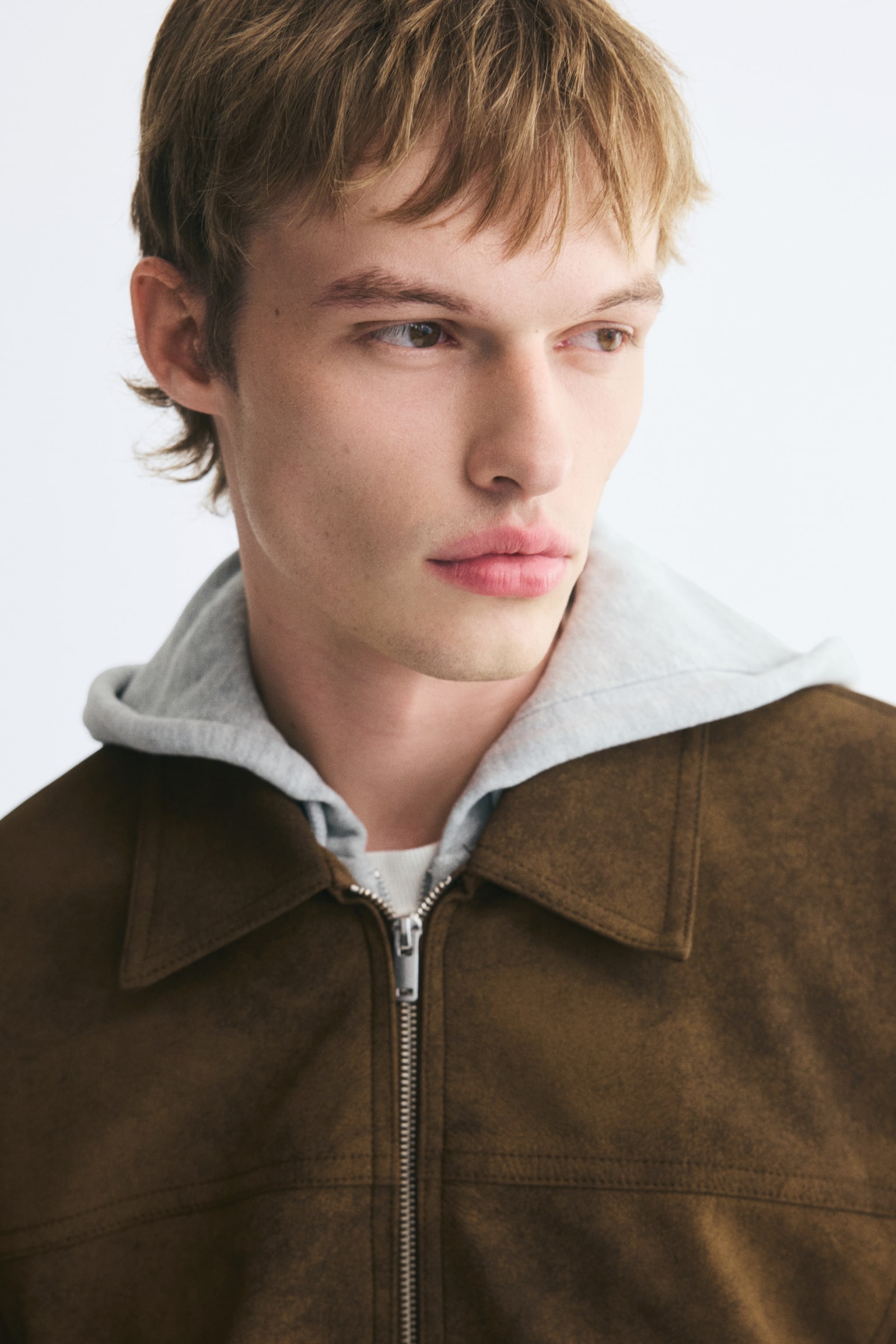 Мужская куртка H&M Napped zip-through, цвет: Коричневый — фото 4