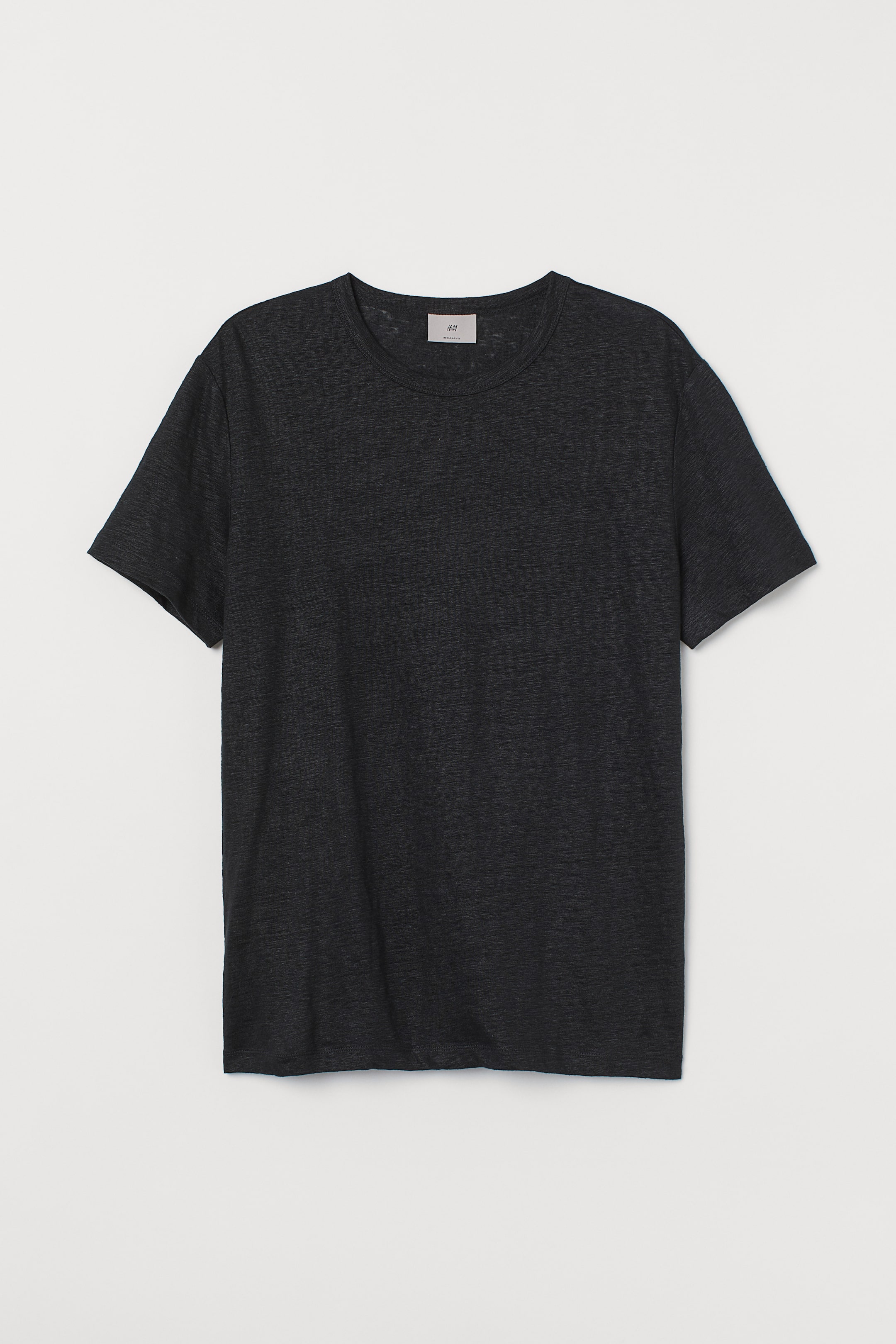 Linen Jersey T-shirt - Round Neck - Short sleeve - Black - Men | H&M US