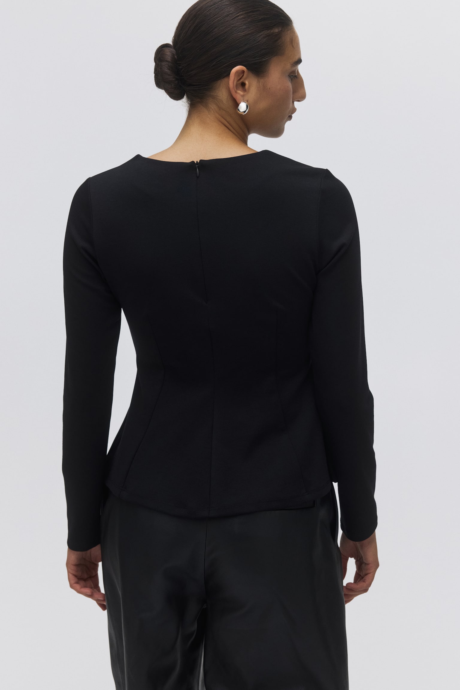 Jersey peplum top - Black/Red/Dark grey - 5