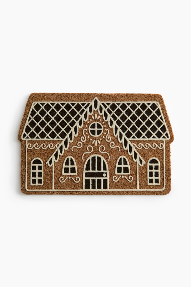 Paillasson en fibre de coco avec motif - Beige/maison en pain d'épices/Beige foncé/teckel/Beige foncé/cheminée - 1