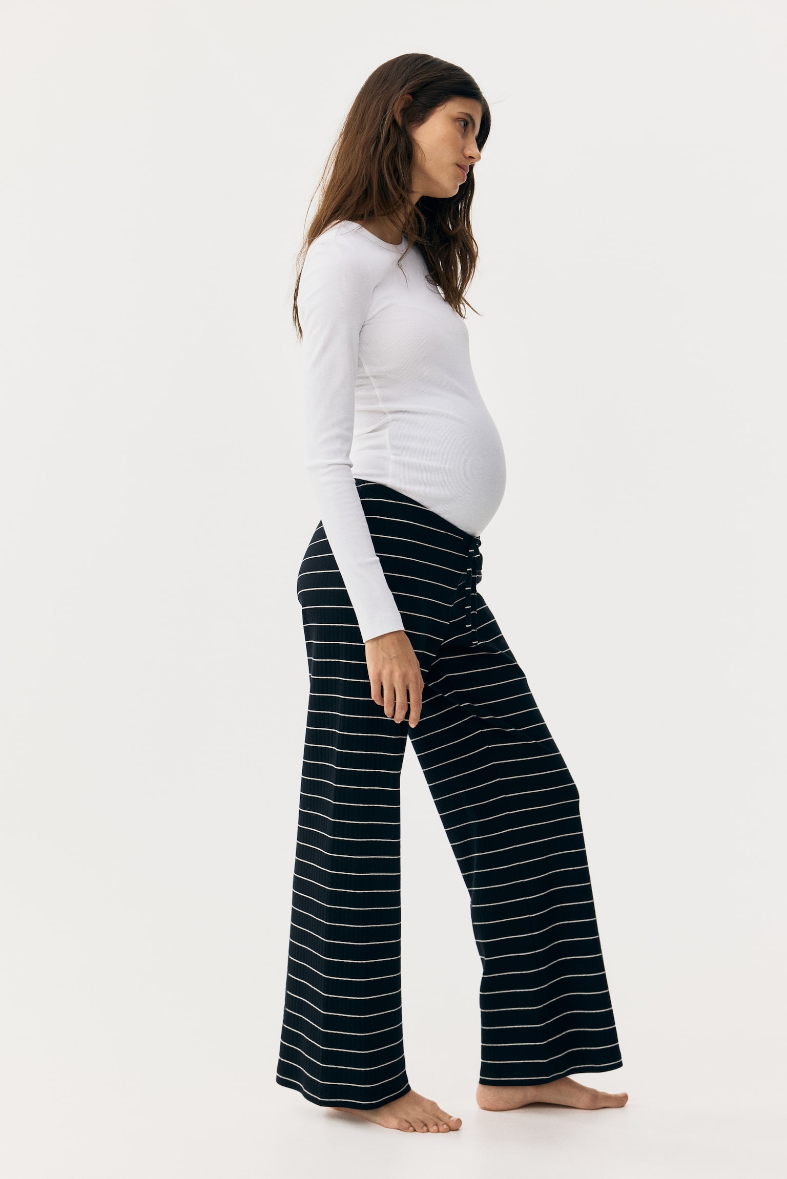 Пижамные брюки Mama — H&M, цвет: Чёрный / Полосатый — фото 5