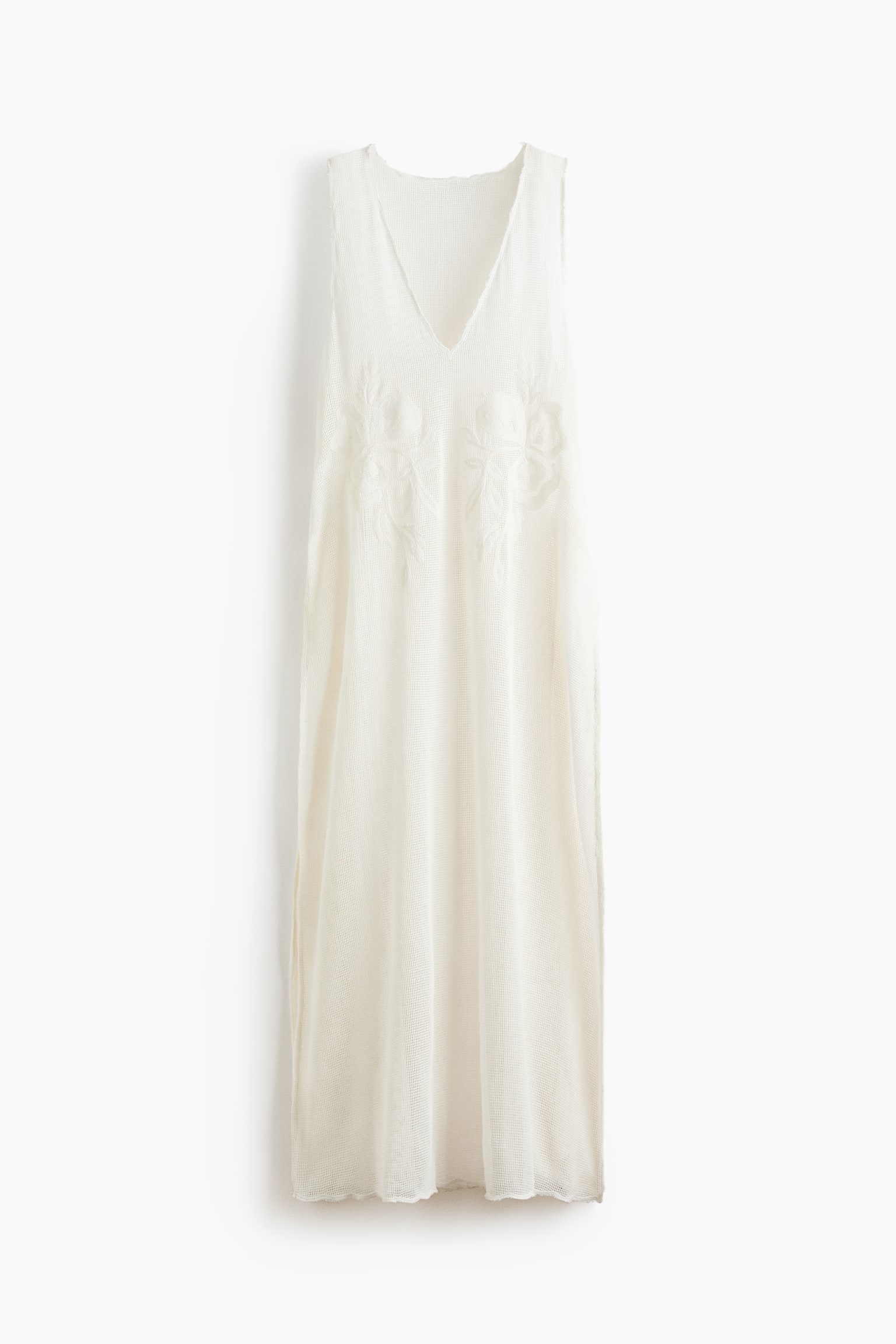 Strandkleid aus Baumwollmesh - Weiß - 1