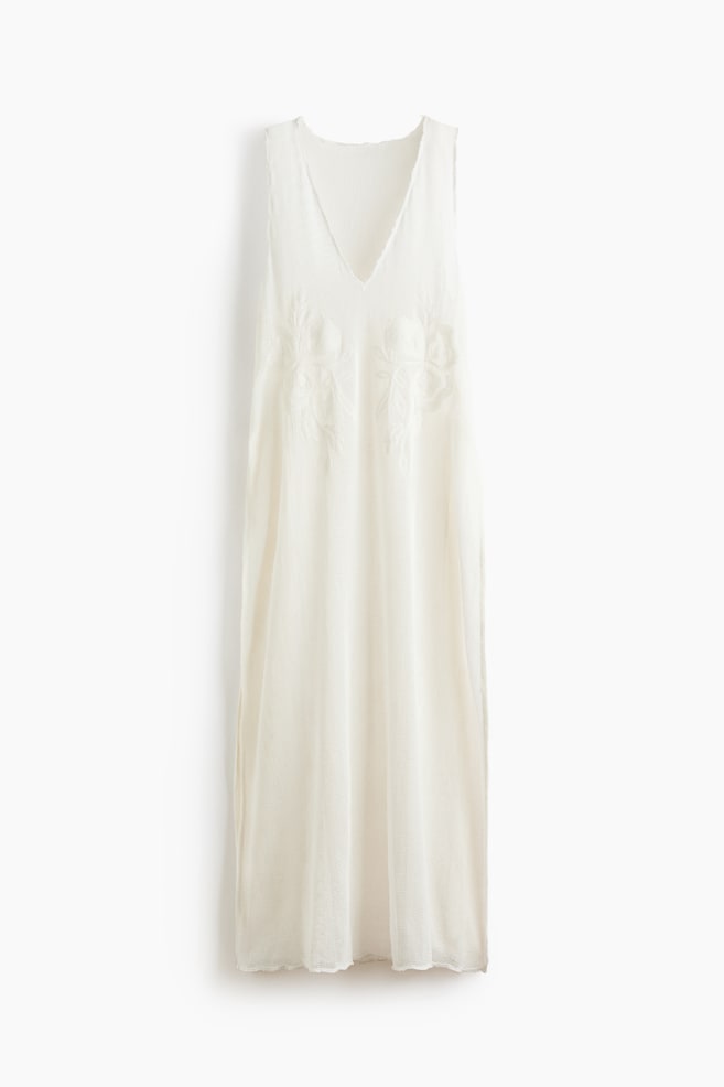 Robe de plage filet en coton - Blanc - 1