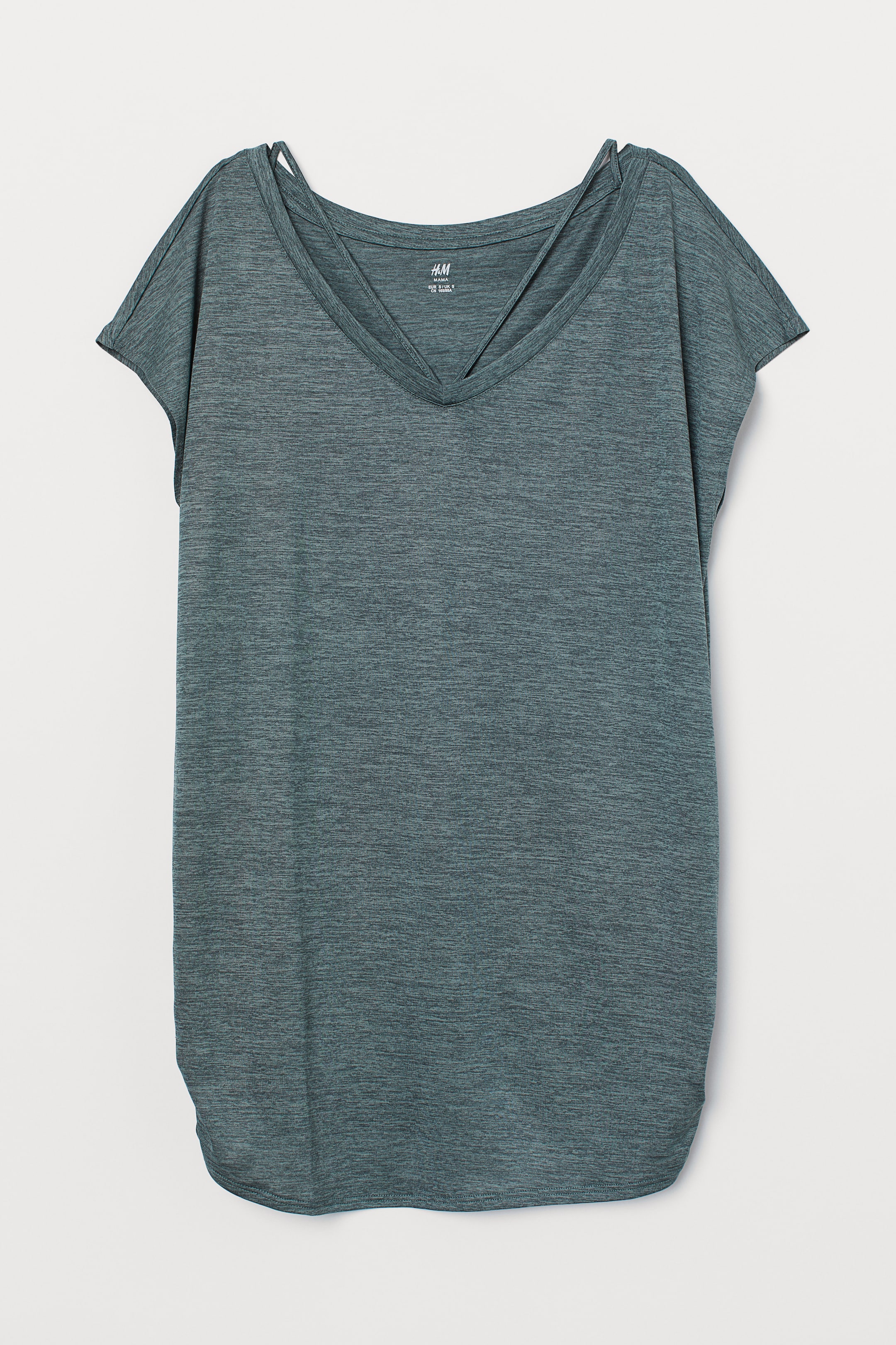 Grotere afbeelding bekijken: MAMA Sporttop met V-hals - Donkergroen gemêleerd - DAMES | H&M BE 1