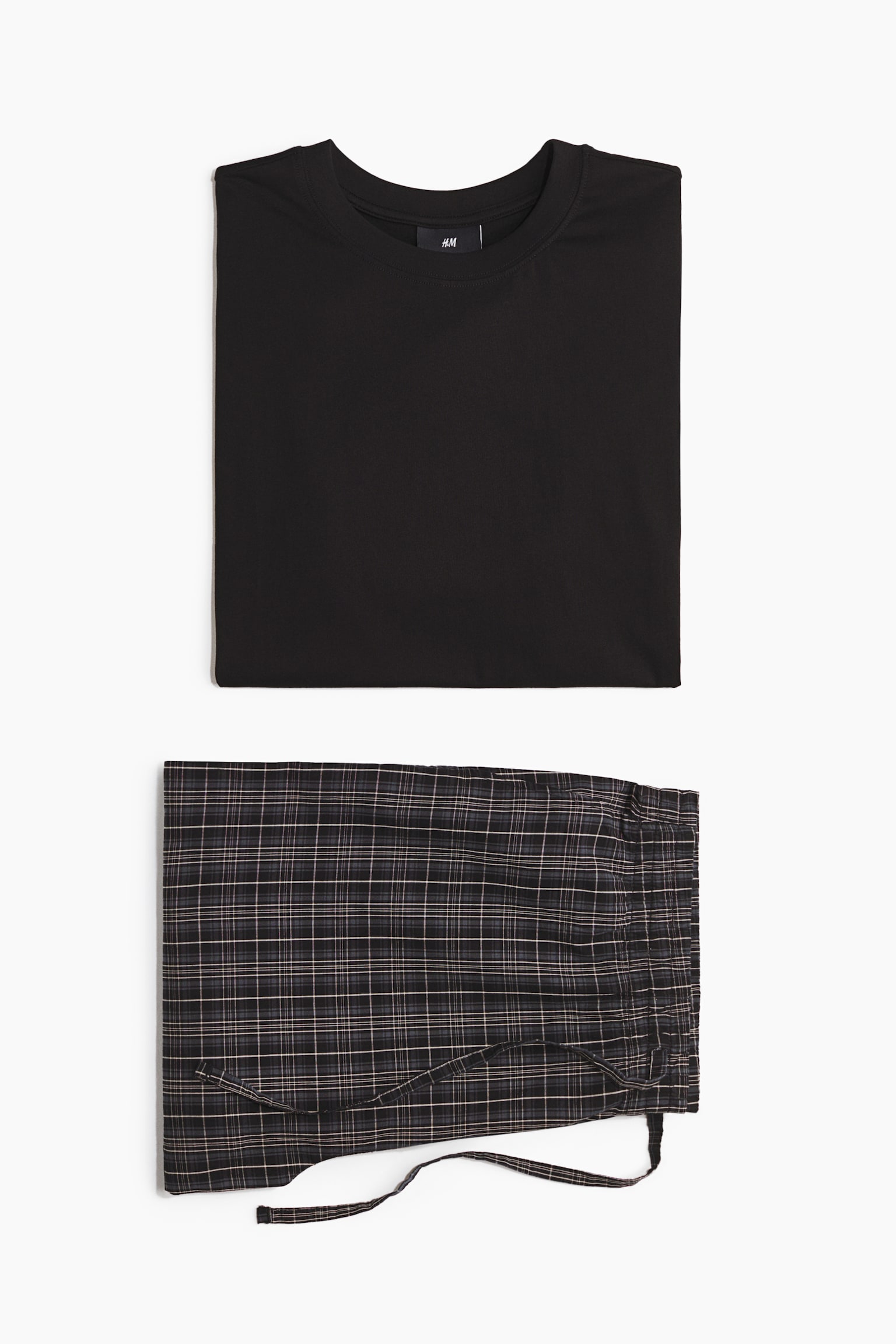 Tişört ve Alt Pijama Takımı - Siyah/Lacivert/Koyu haki/Kareli
