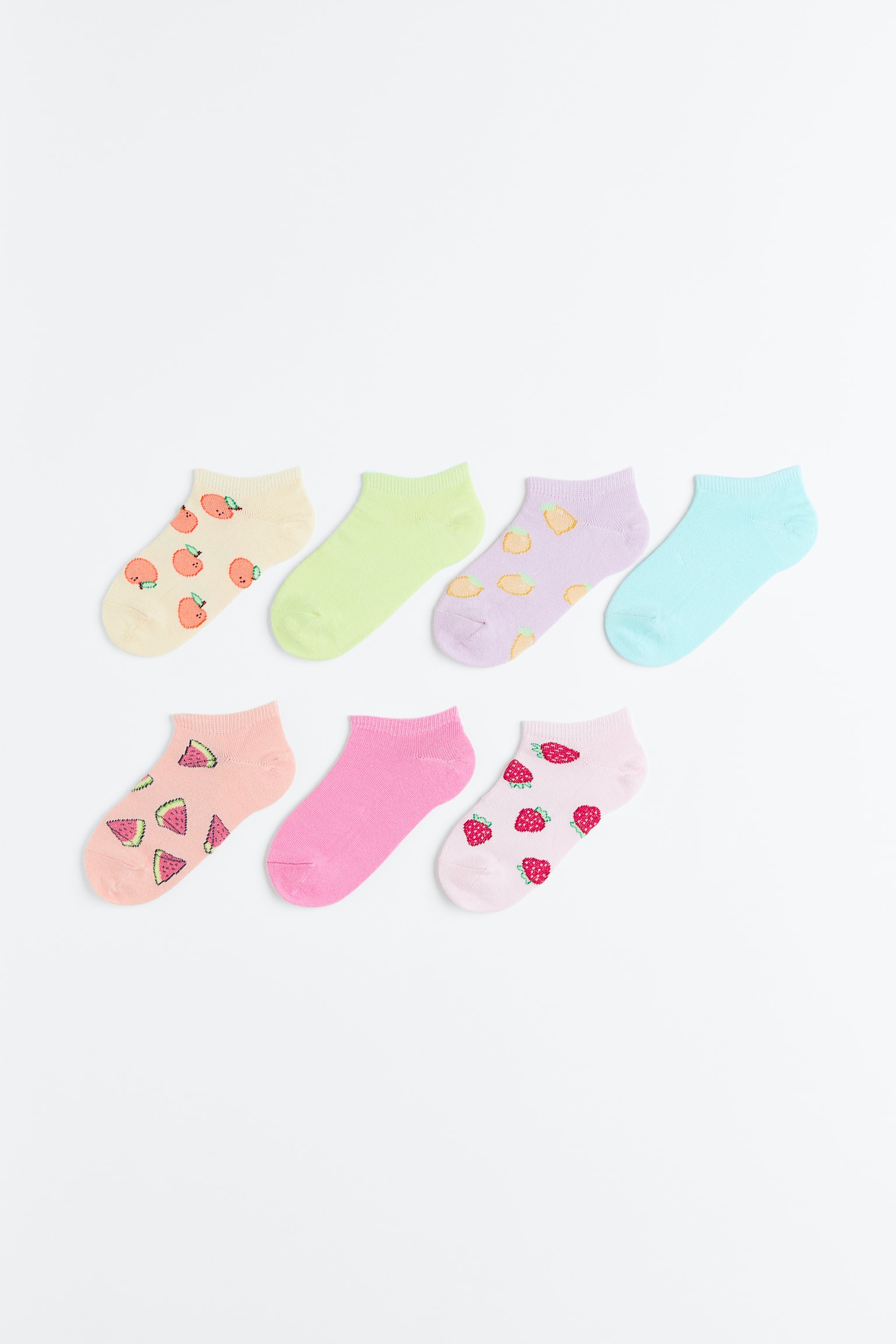 7-pack Sneaker Socks - Powder pink/Fruits/Dark grey/Spot/Beige/Leopard print/Red/Hearts/Turquoise/Yellow/White/Orange/Swirls/Light grey marle/Light pink/Pink/Tie dye - 1