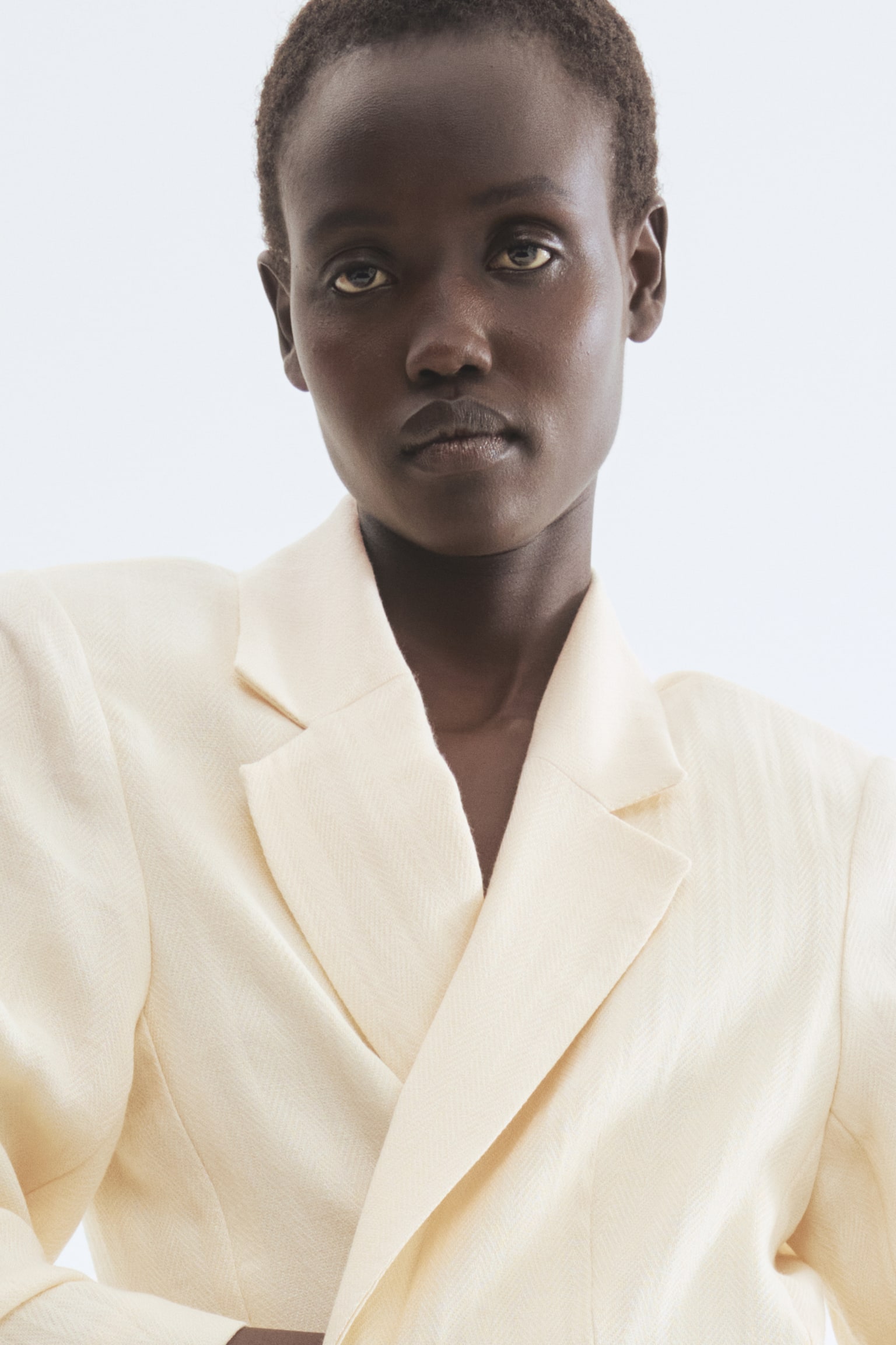 Gathered-sleeve blazer - Cream/Rust red - 5